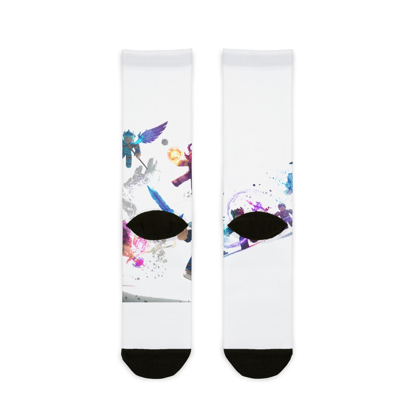 Voxel Vengeance: Edgy Character Fusion Crew Socks