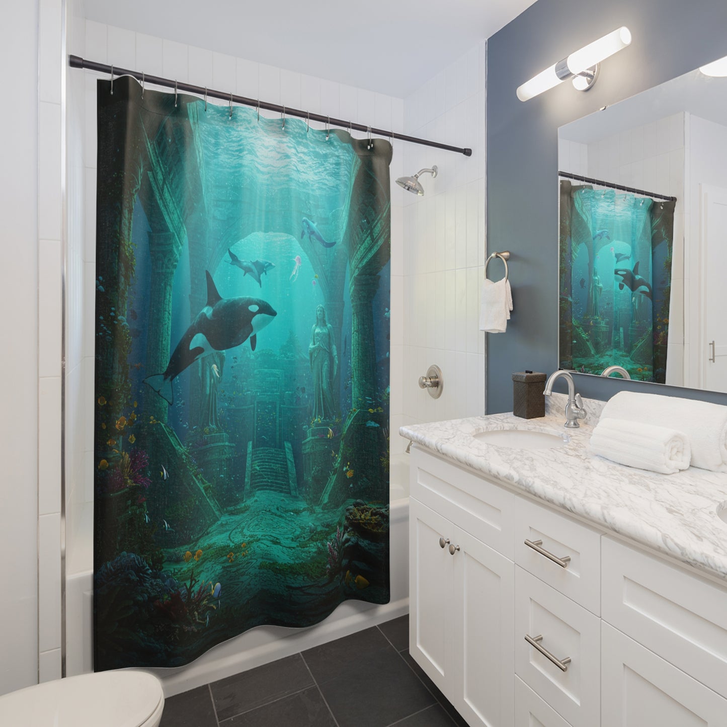 Atlantis Edge: Dive Into Mystery Shower Curtain