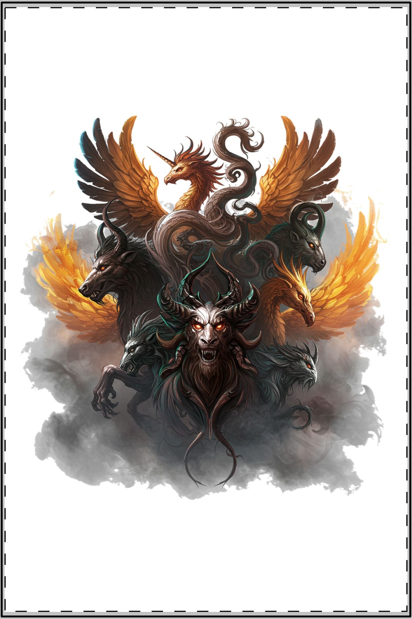Mystical Beasts Unleashed - Edgy Satin Poster