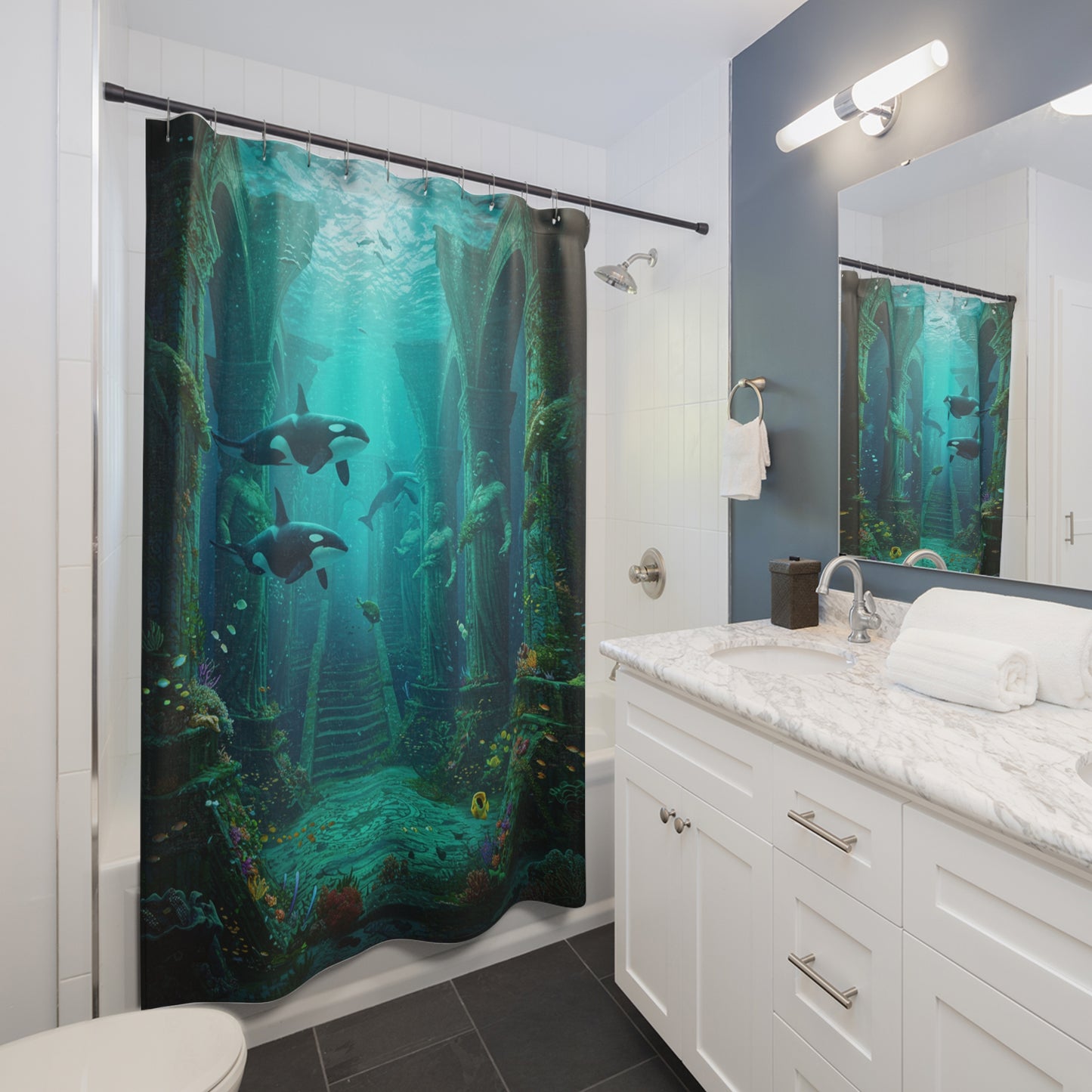 Atlantis Edge: Dive into Mystery Shower Curtain