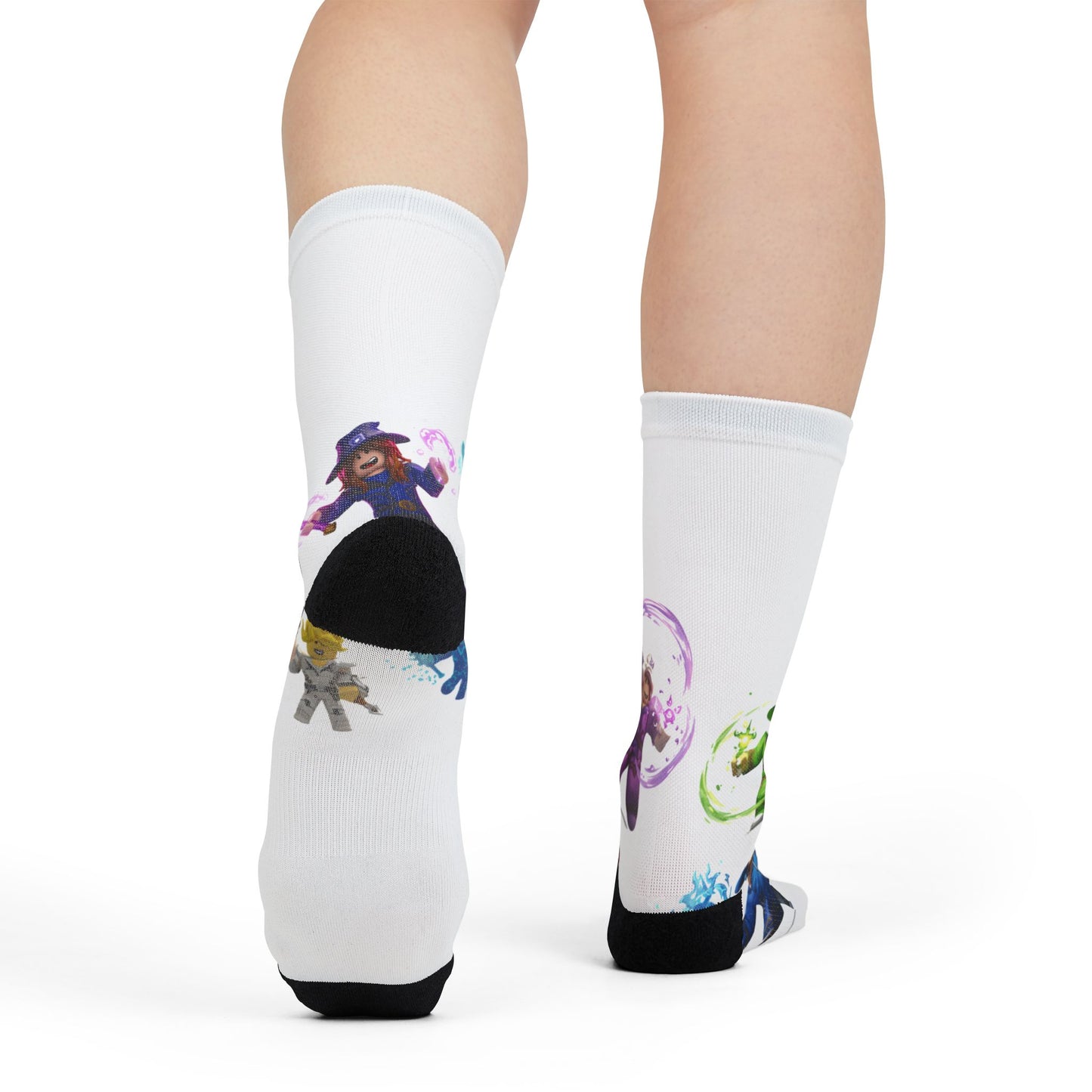 Voxel Vibe Explosion Crew Socks - Edgy Design Fusion