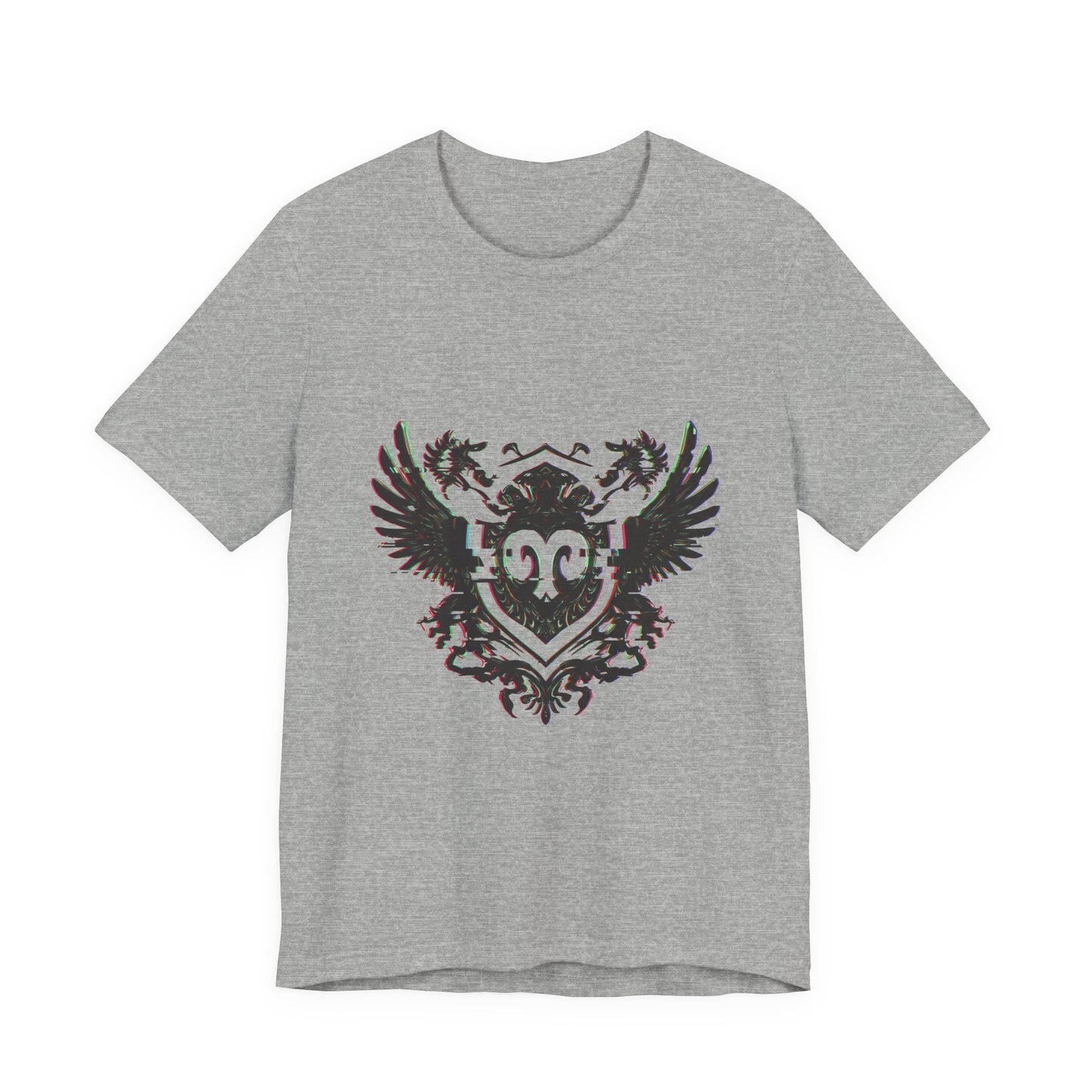 Glitch Heraldry Fusion Tee - Trendy Unisex Style