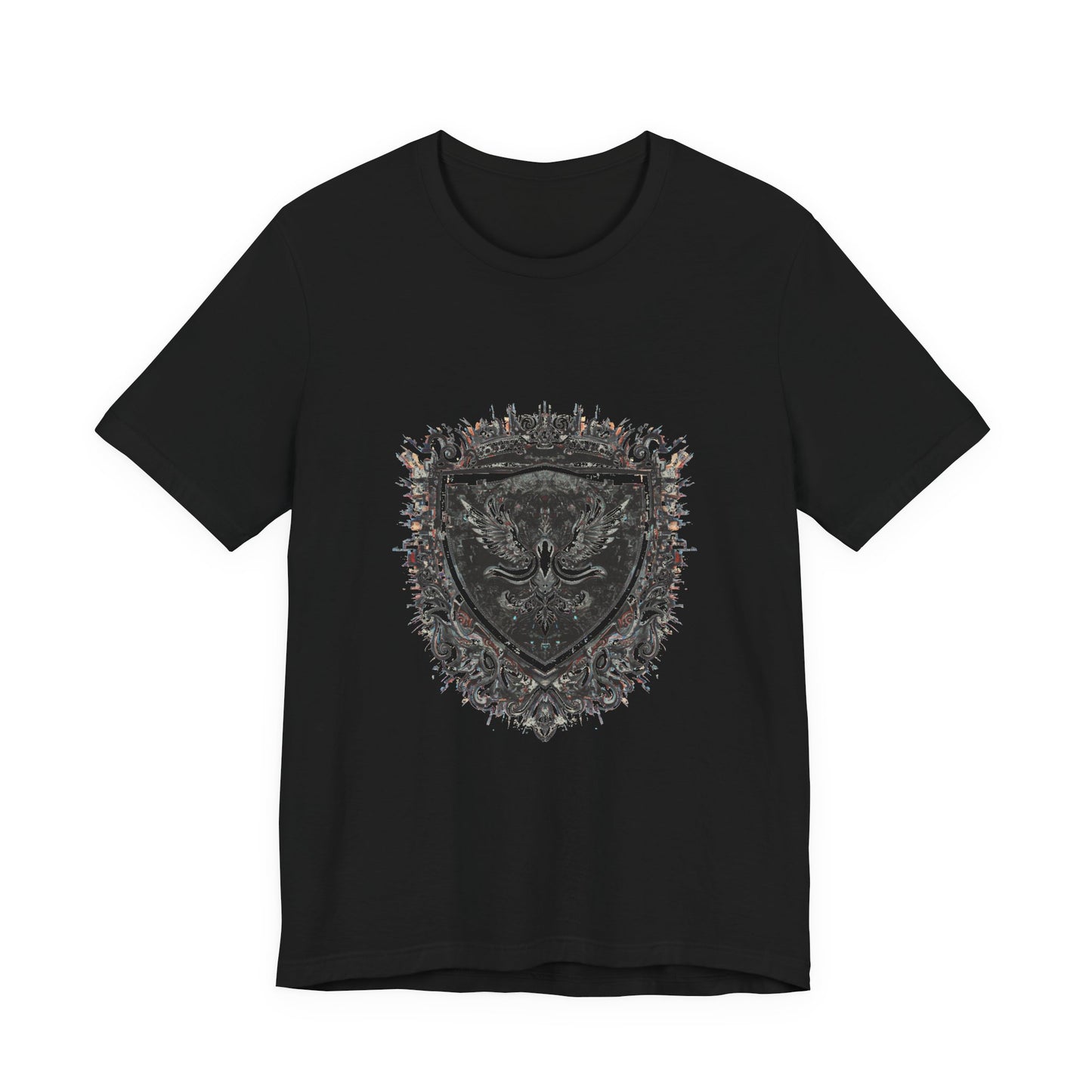 Glitch Heraldry Fusion Tee - Trendy Unisex Style