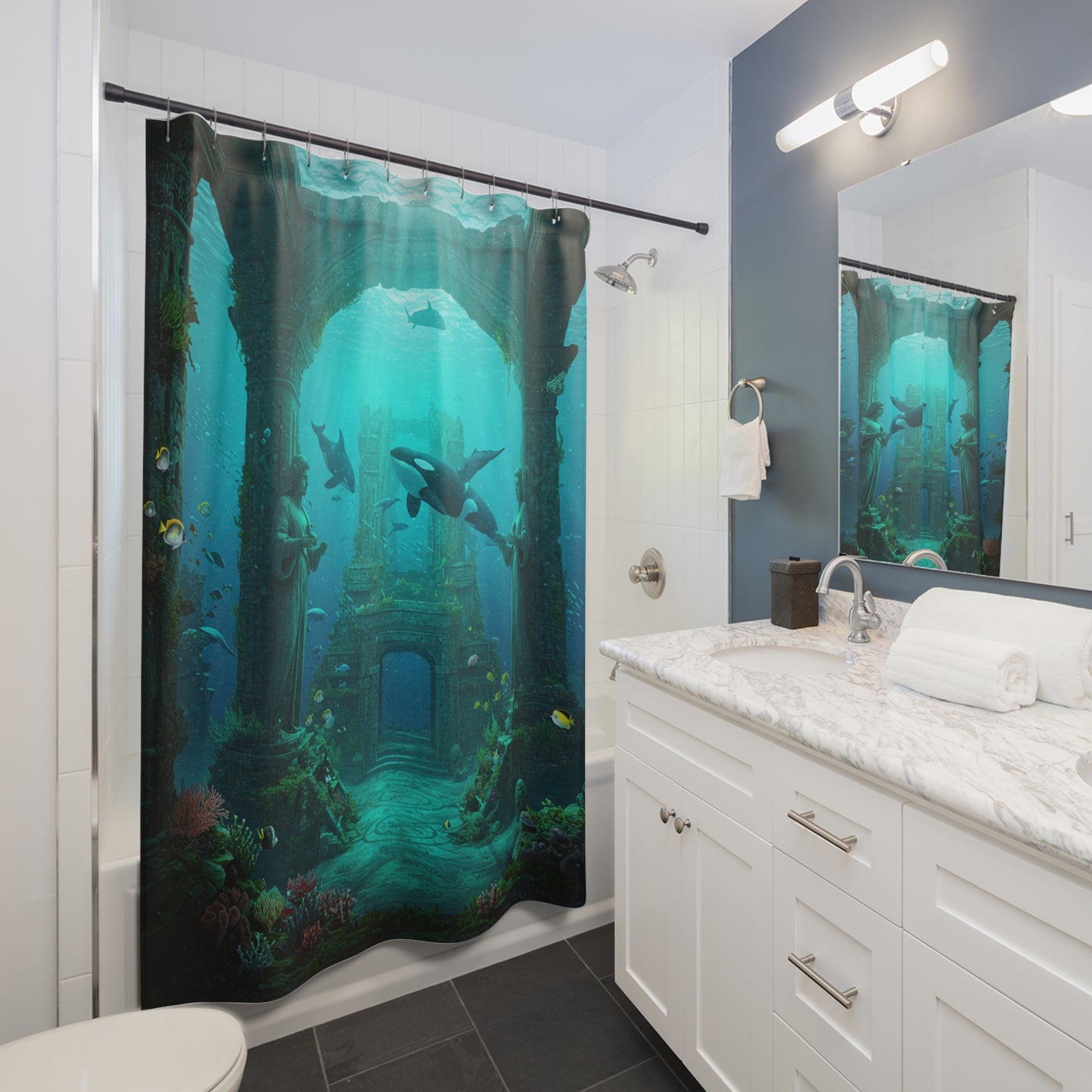 Atlantis Unleashed: Edgy Urban Shower Curtain