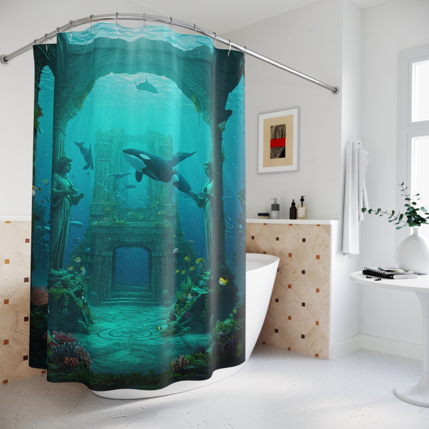 Atlantis Unleashed: Edgy Urban Shower Curtain
