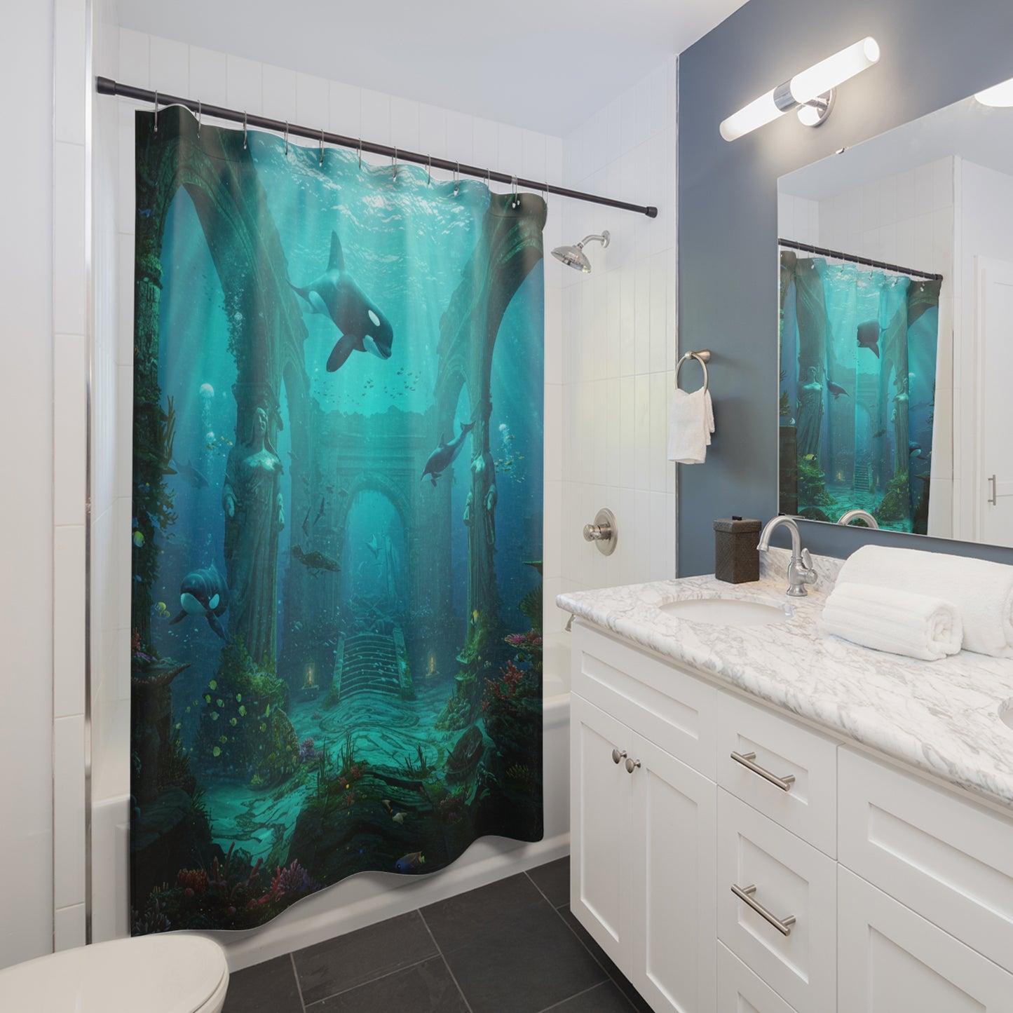 Atlantis Edge: Dive into Mystery Shower Curtain