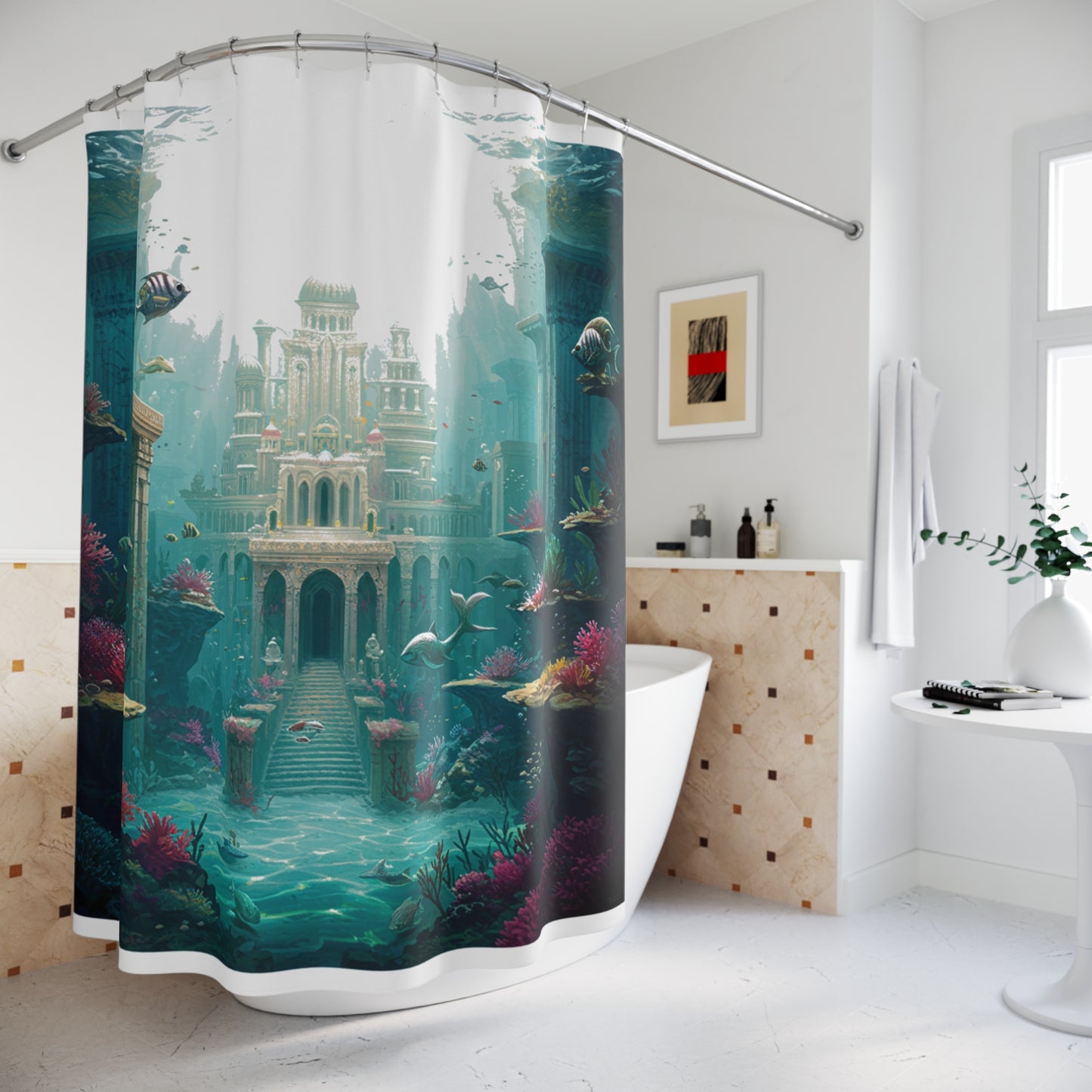 Mystic Atlan Epic Fantasy Shower Curtain – Edgy Edition