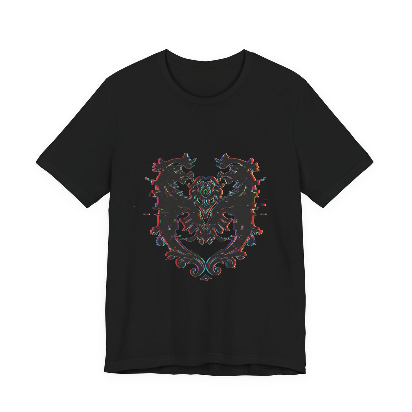 NOTGPT Heraldic Glitch Fusion Tee - Trendy Unisex Style