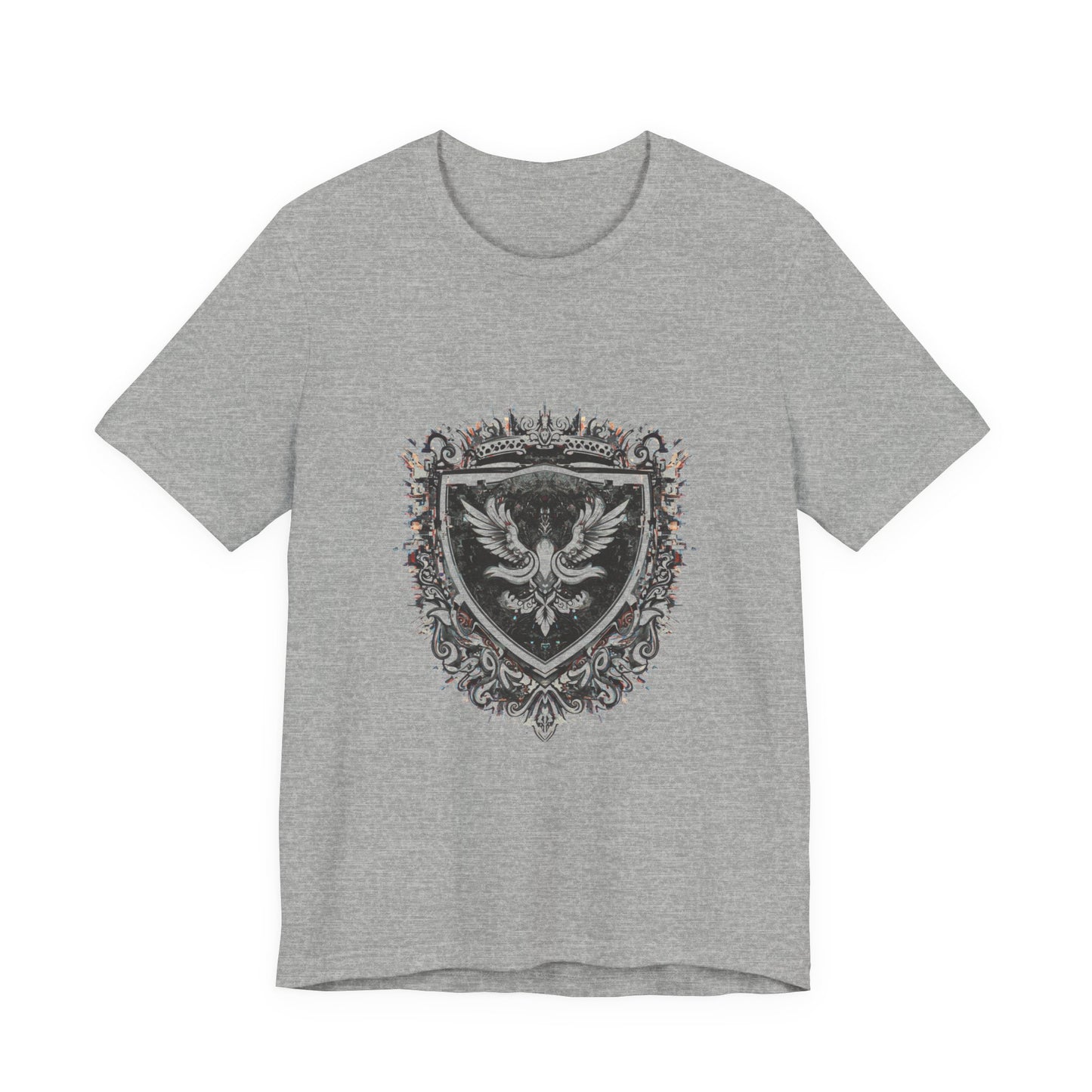 Glitch Heraldry Fusion Tee - Trendy Unisex Style