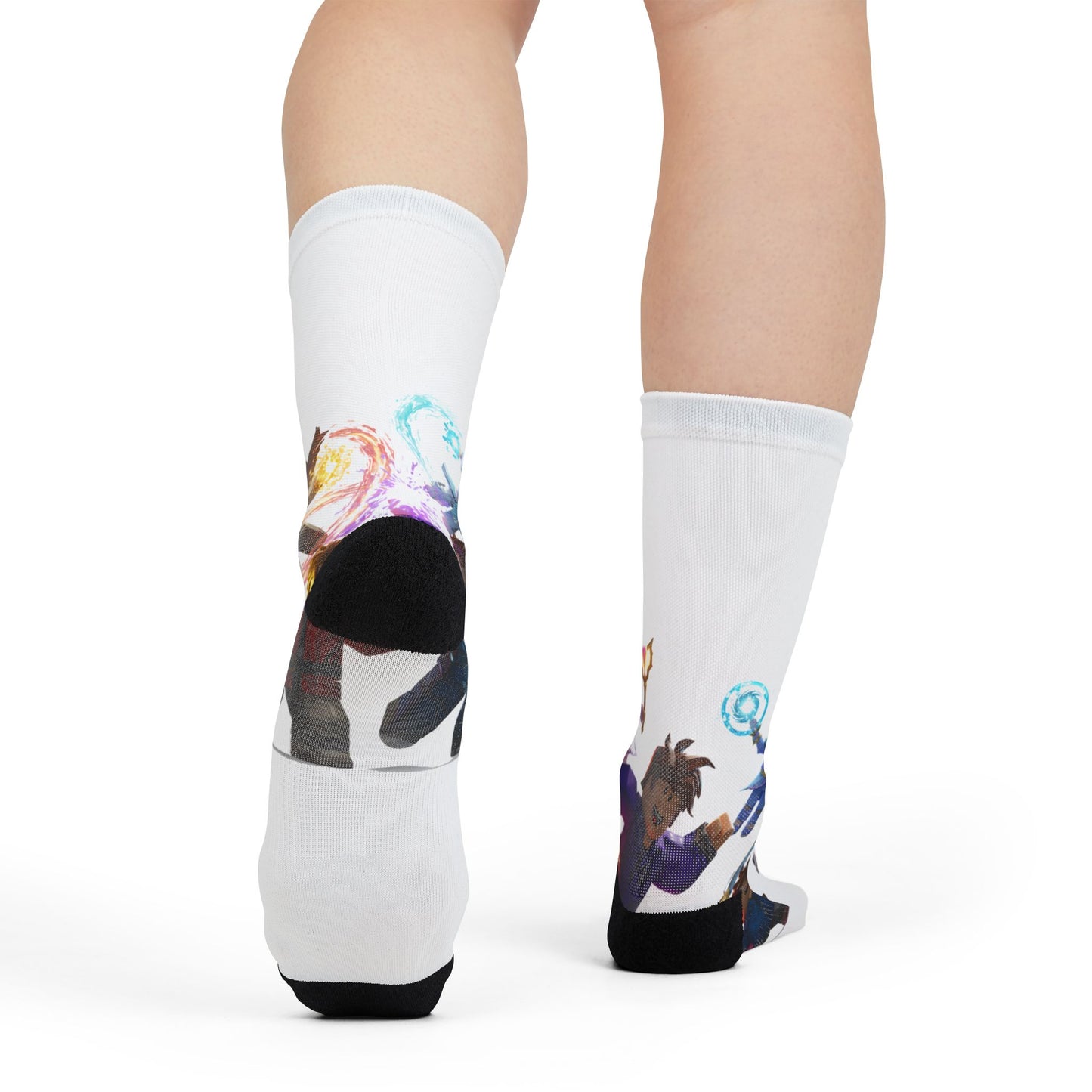 Voxel Vibe Edge: Unique Character Fusion Crew Socks