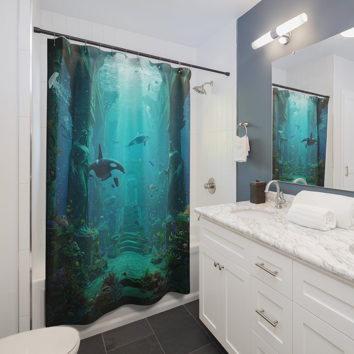 Atlantis Edge: Dive into Mystery Shower Curtain
