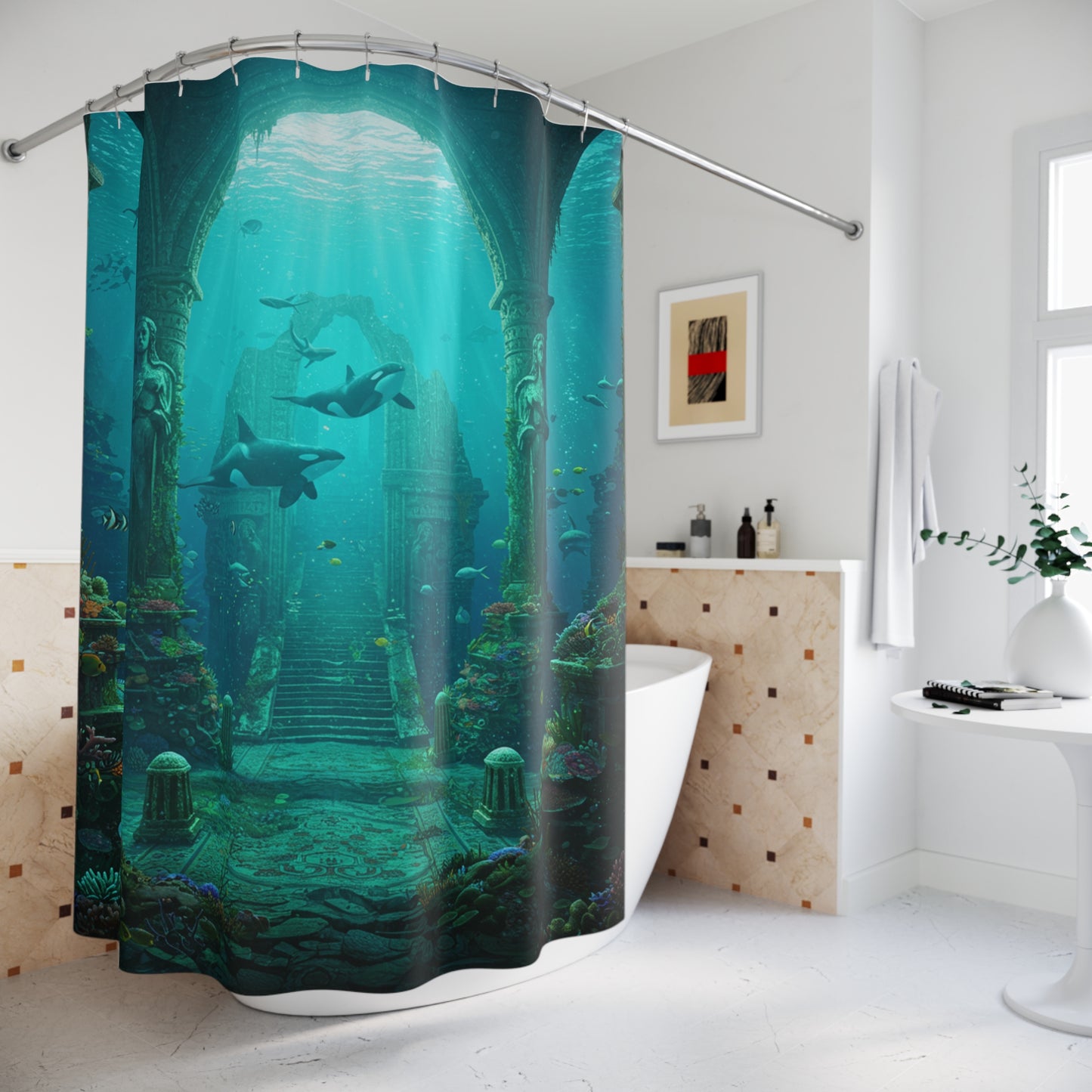 Atlantis Edge: Dive Into Mystery Shower Curtain
