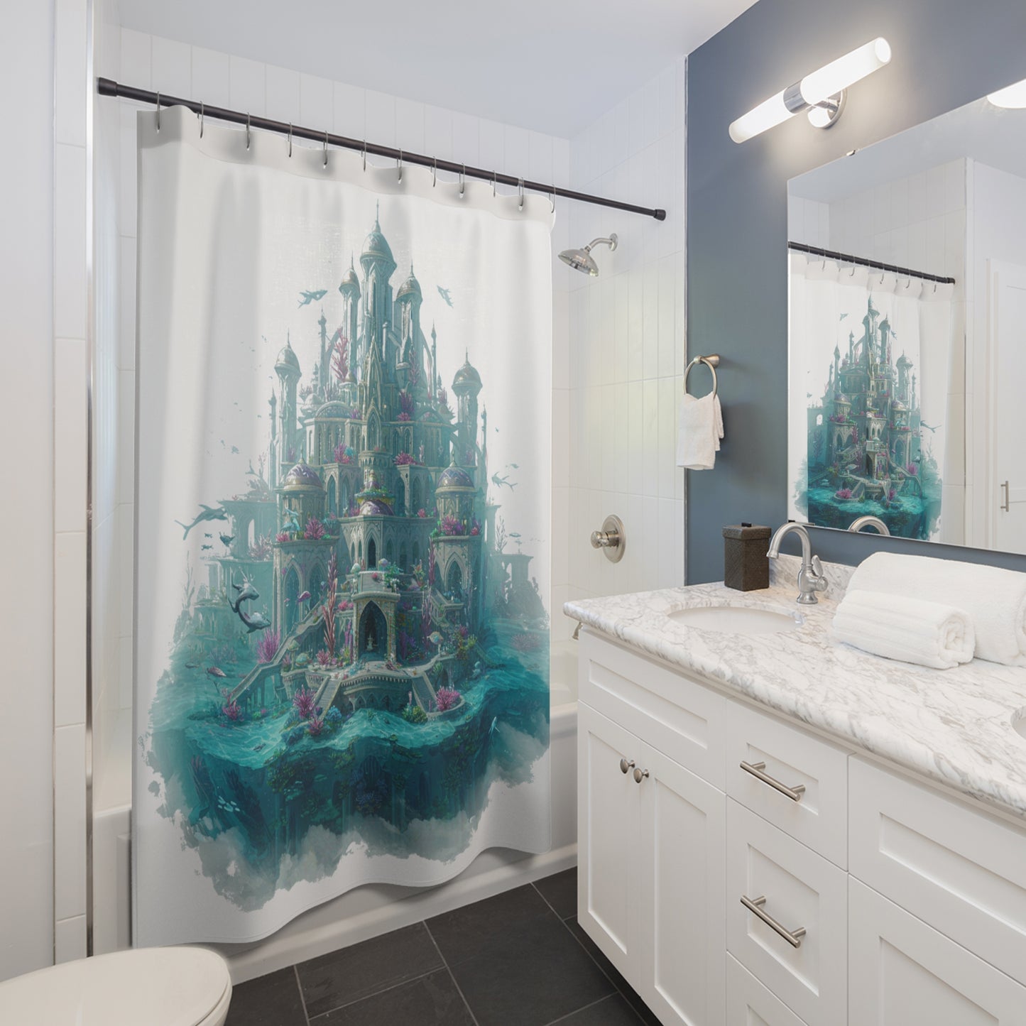 Mystic Atlan Warrior Shower Curtain - Edgy Fantasy Style