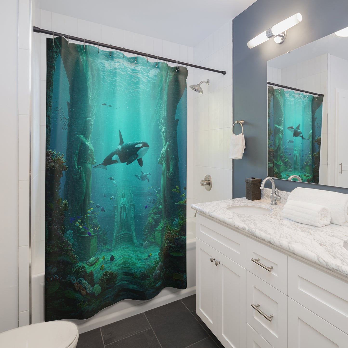 Atlantis Edge: Dive into Mystery Shower Curtain