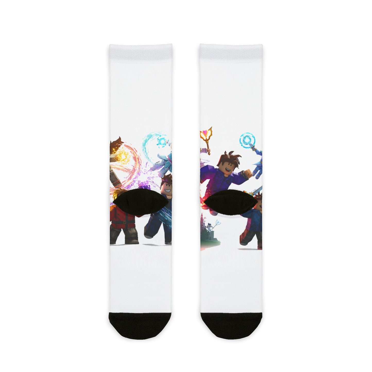 Voxel Vibe Edge: Unique Character Fusion Crew Socks