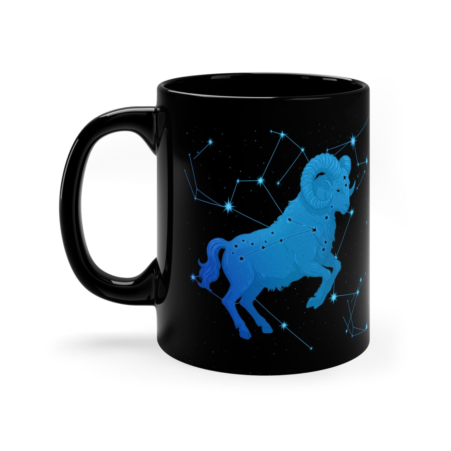 Starry Night Edition - Aries Zodiac Coffee Mug, Astrology Gift, Horoscope Ceramic Cup, Constellation Décor, Aries Birthday Present, Black Coffee Lover Mug
