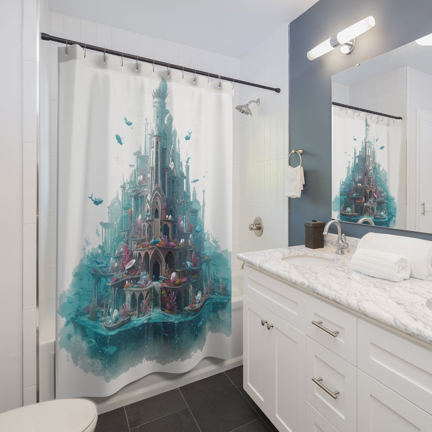Mystic Atlan Fantasy Shower Curtain – Edgy Epic Design #18