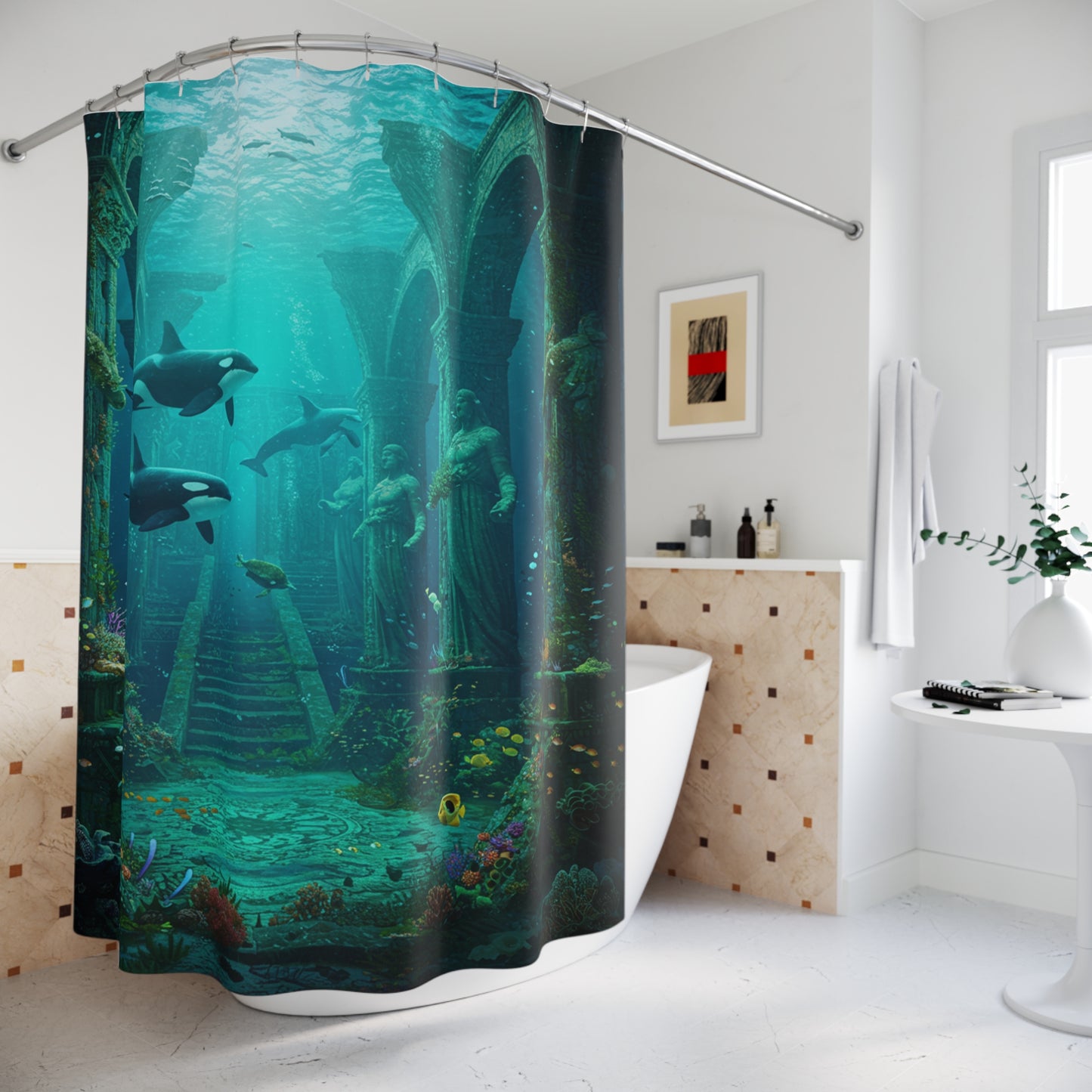Atlantis Edge: Dive into Mystery Shower Curtain