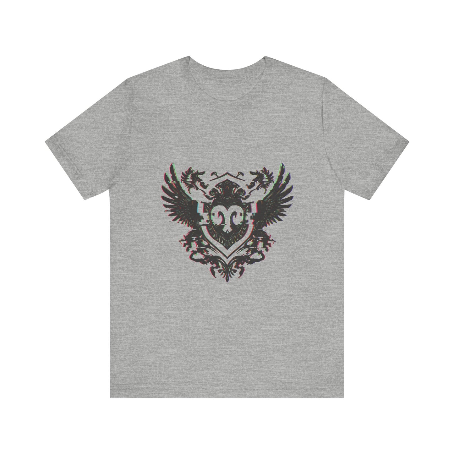Glitch Heraldry Fusion Tee - Trendy Unisex Style
