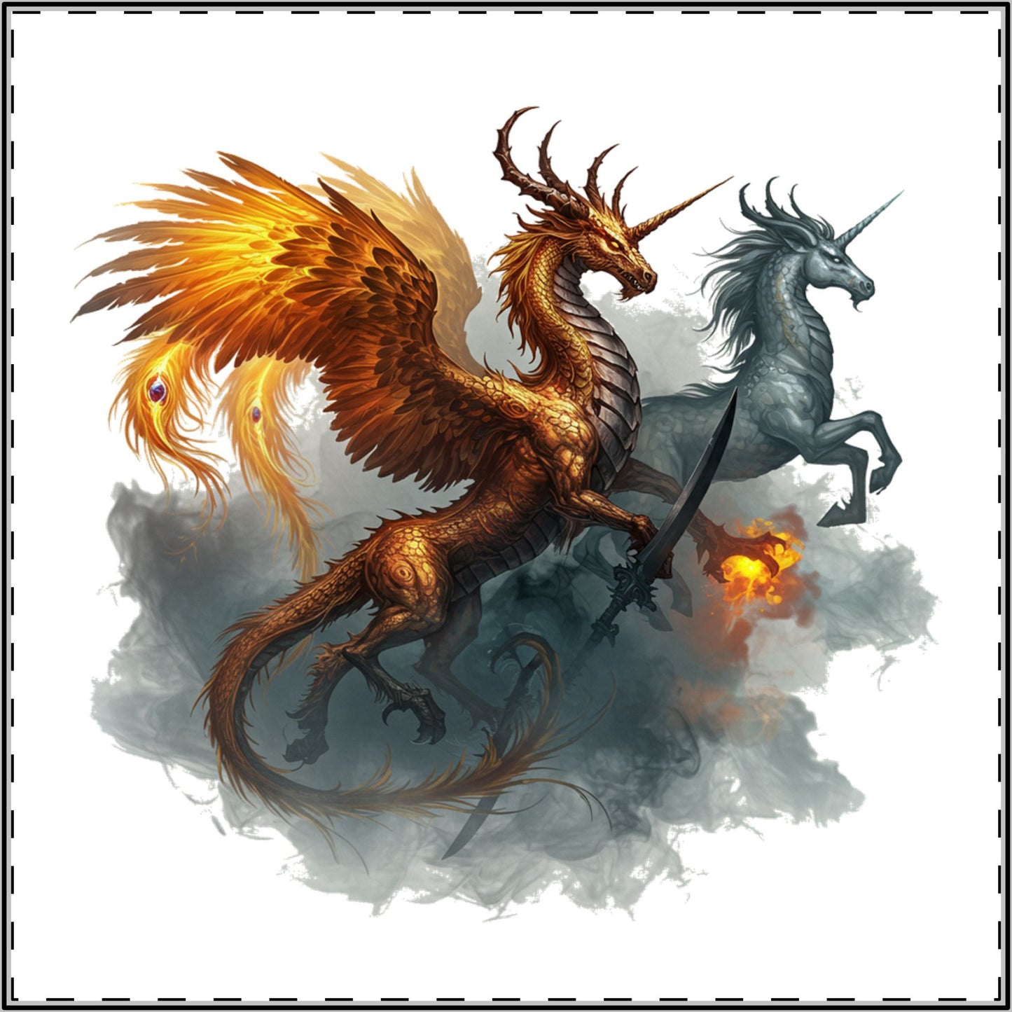 Mythical Shadows: Beastly Visions Satin Poster