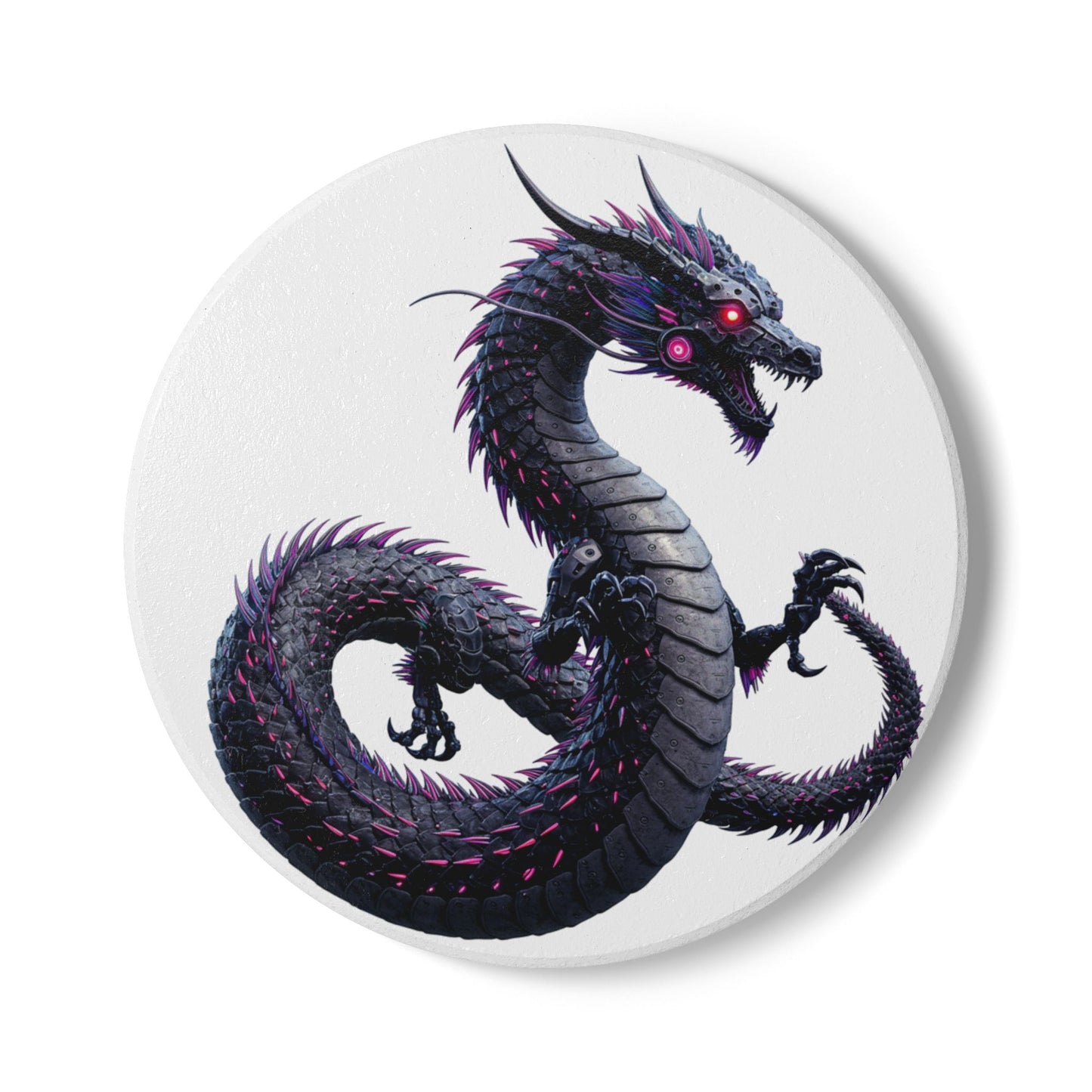 Cyber Dragon Flight Ceramic Coaster - Casual Style