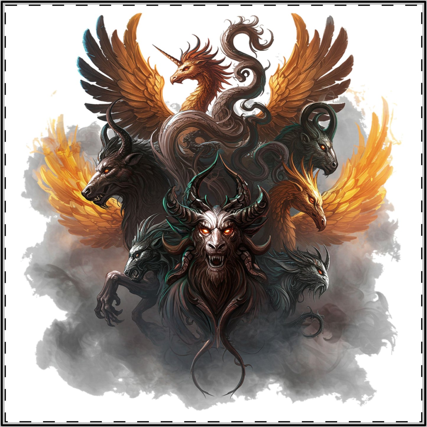 Mystical Beasts Unleashed - Edgy Satin Poster