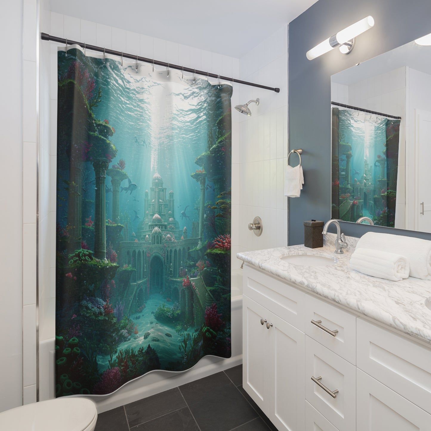 Mystic Atlan Epic Fantasy Shower Curtain - Edge of Adventure