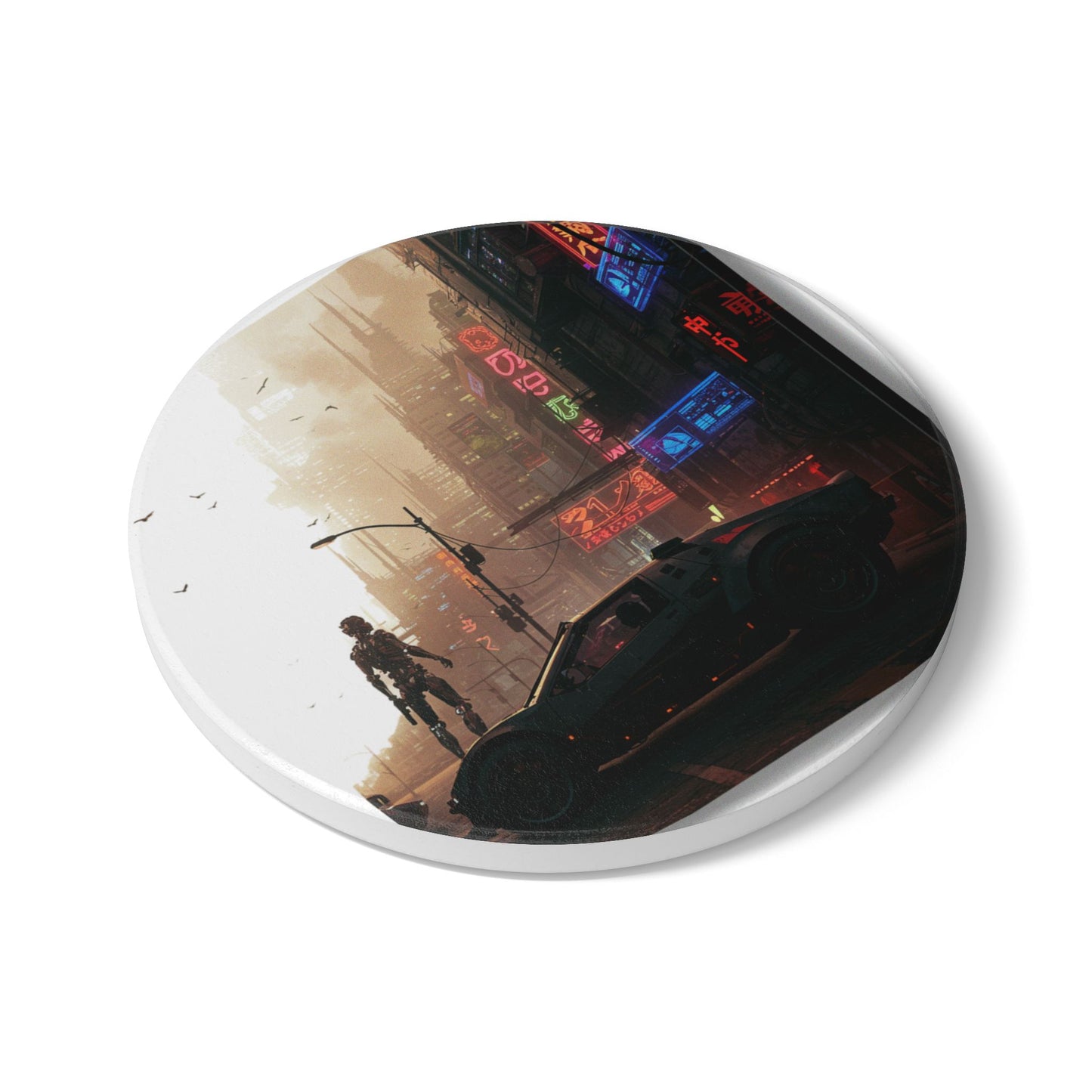 Cyberpunk Dreams Ceramic Coaster – Casual Style #13