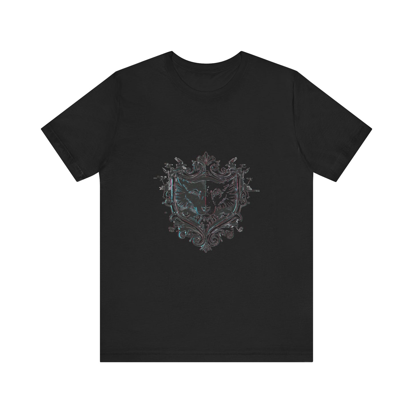 Glitch Heraldry Unisex Tee: Futuristic Fashion Fusion