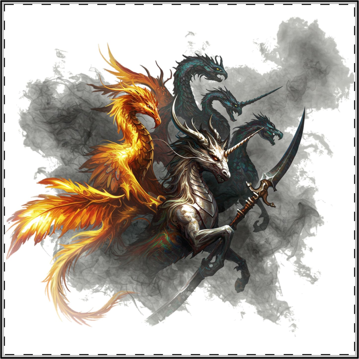 Mystic Beasts Unleashed: Edgy Satin Poster