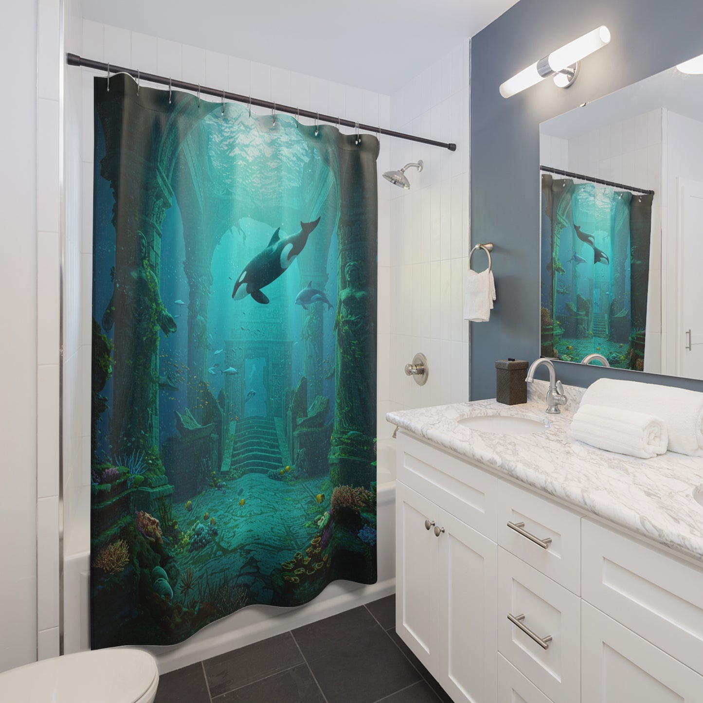 Atlantis Edge: Dive into Mystery Shower Curtain