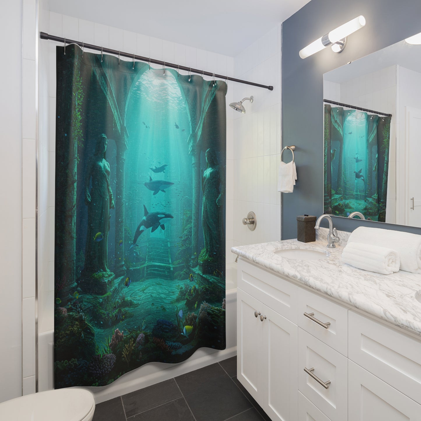 Atlantis Edge: Dive into Mystery Shower Curtain