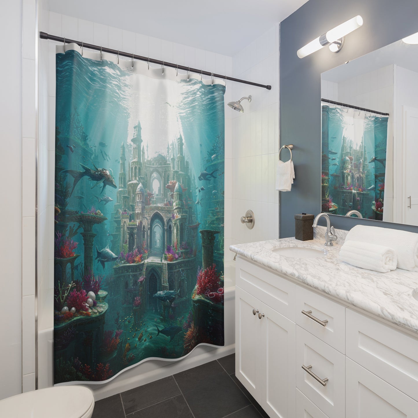 Mystic Atlan Fantasy Shower Curtain – Edgy Edition