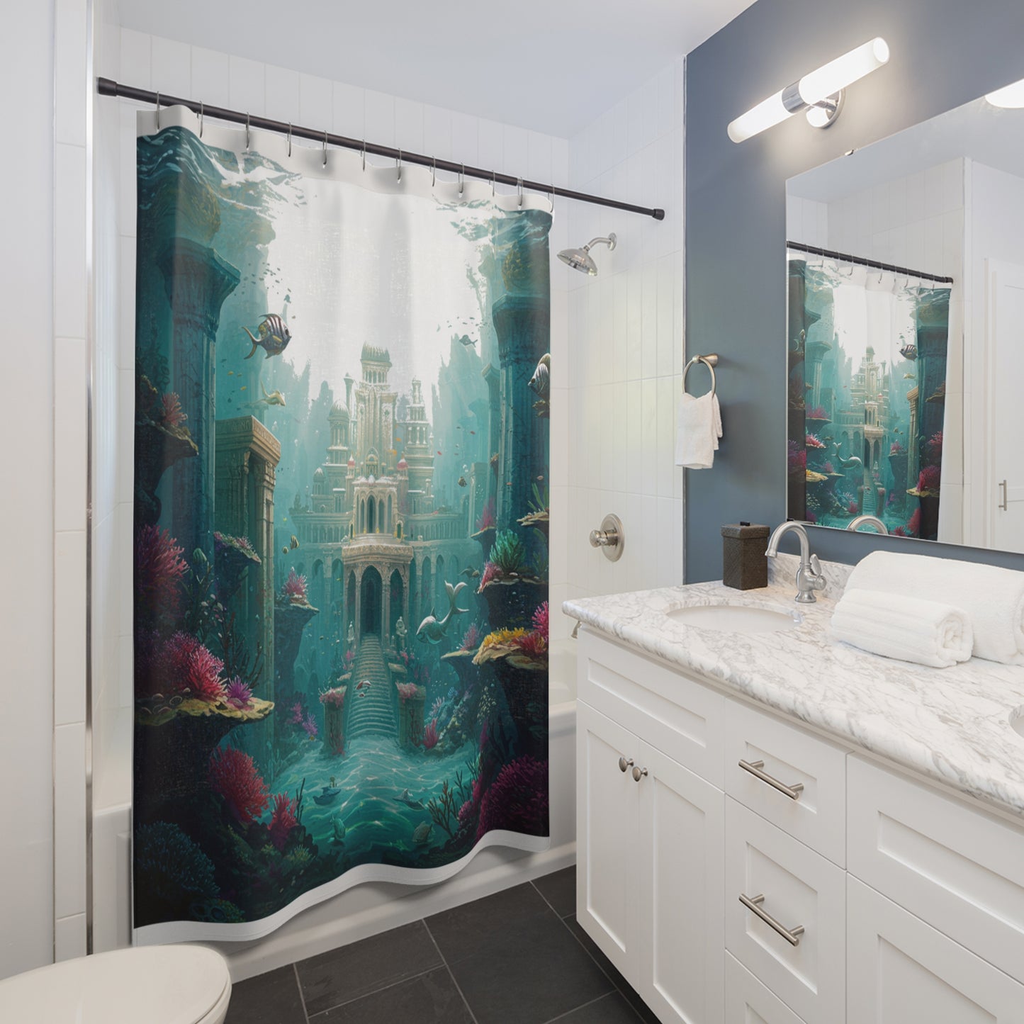 Mystic Atlan Epic Fantasy Shower Curtain – Edgy Edition