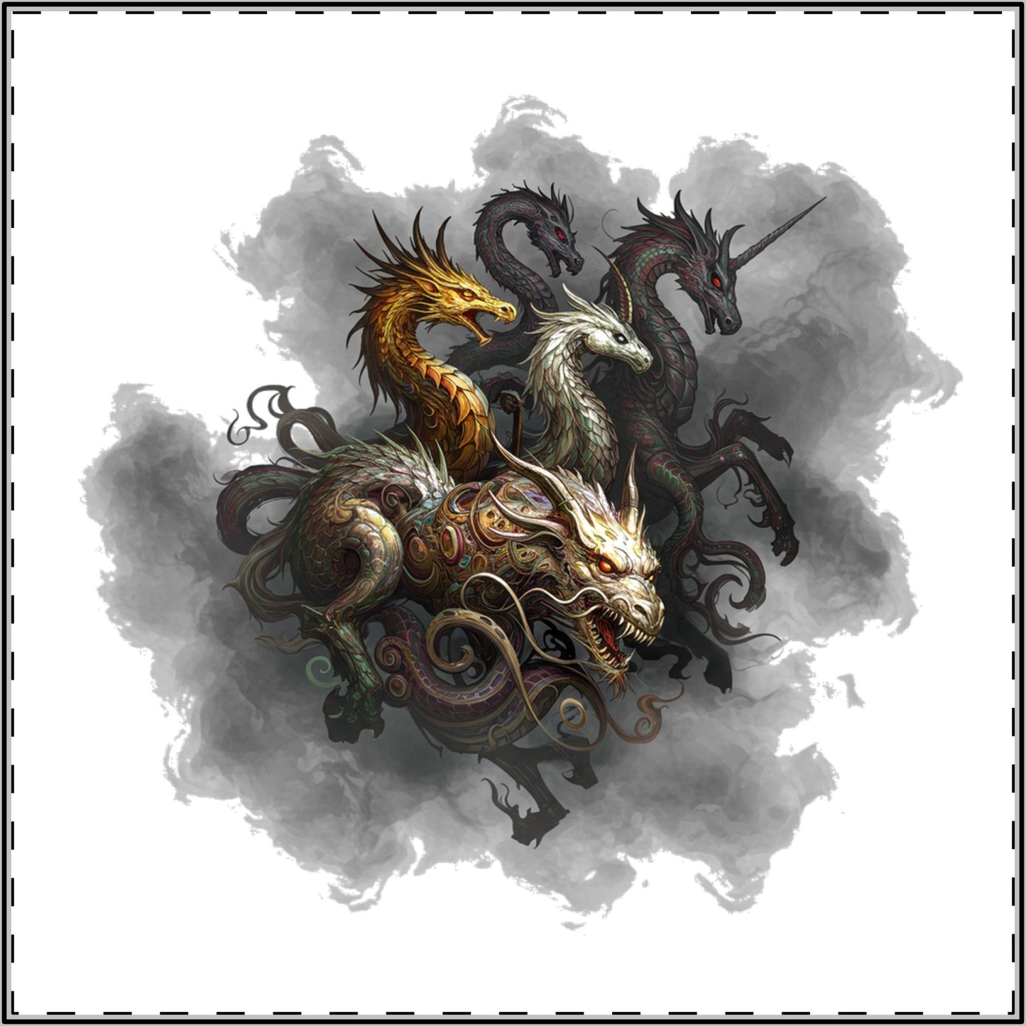 Mystical Beasts Unleashed: Edgy Satin Poster