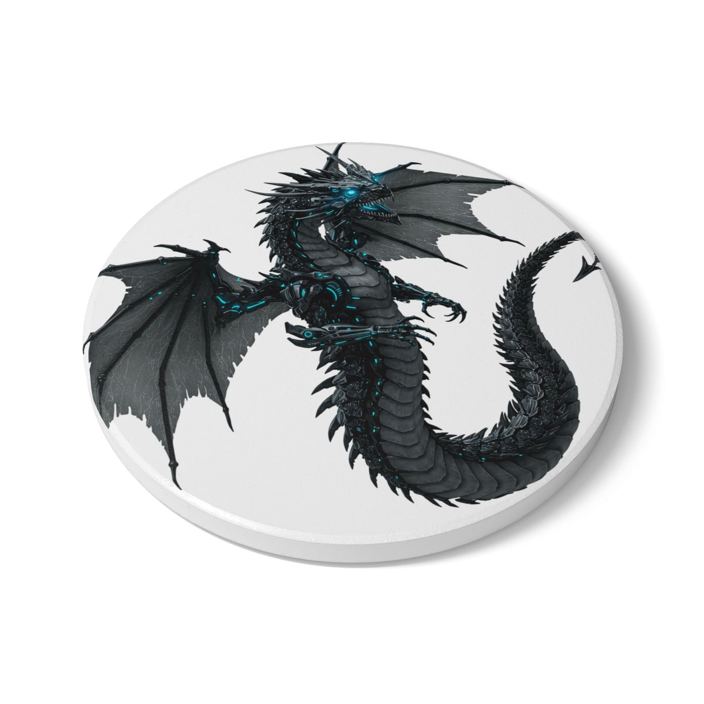 Cyber Dragon Nights Ceramic Coaster