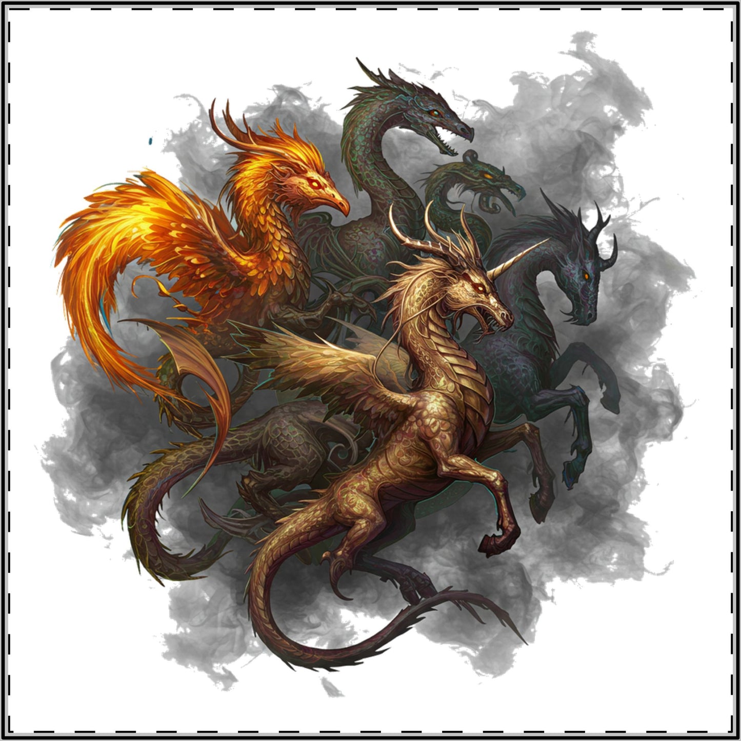 Mythical Beasts Unleashed - Edgy Satin Poster