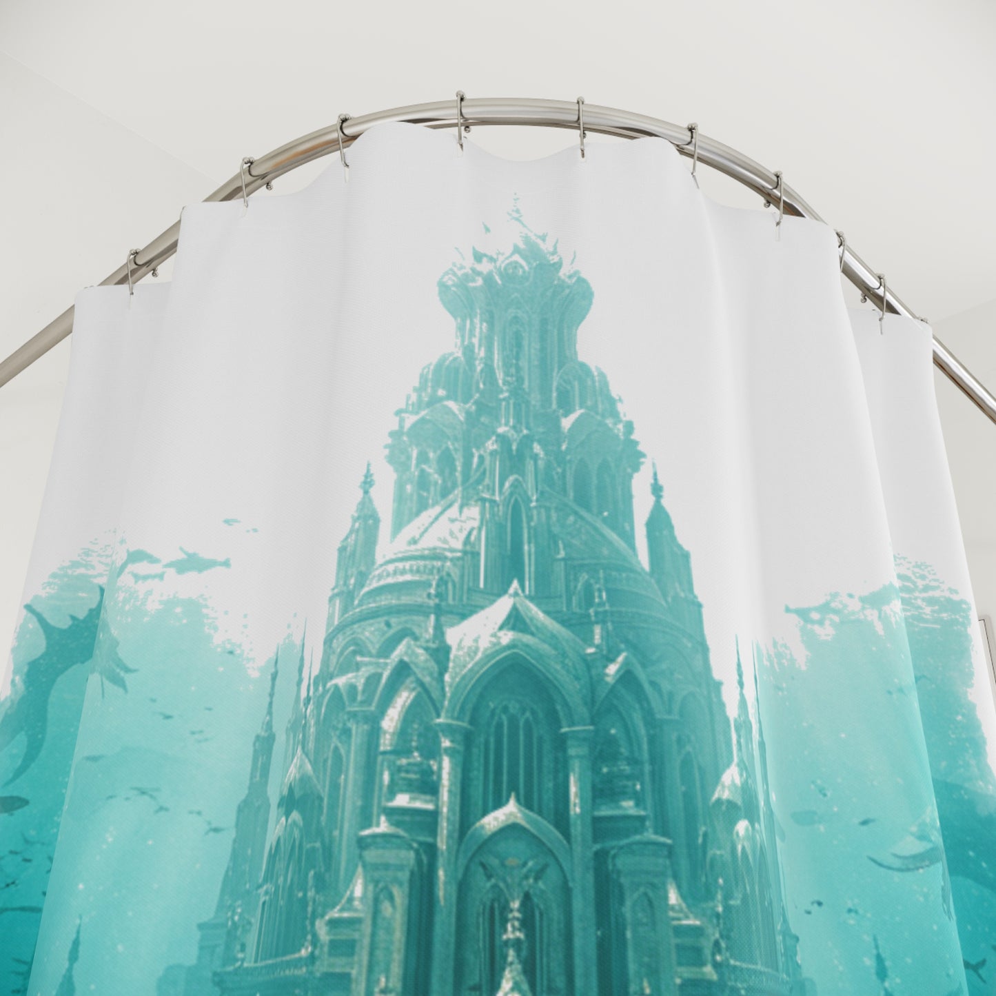Mystic Atlan Fantasy Shower Curtain - Edgy Elegance