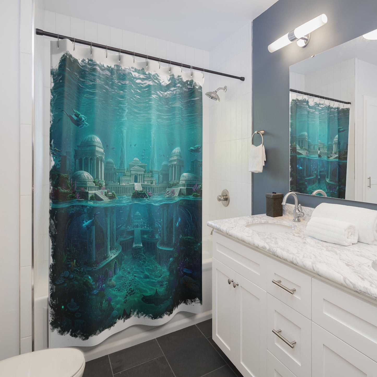 Mystic Atlantean Dream Shower Curtain - Edgy Epic Fantasy Design