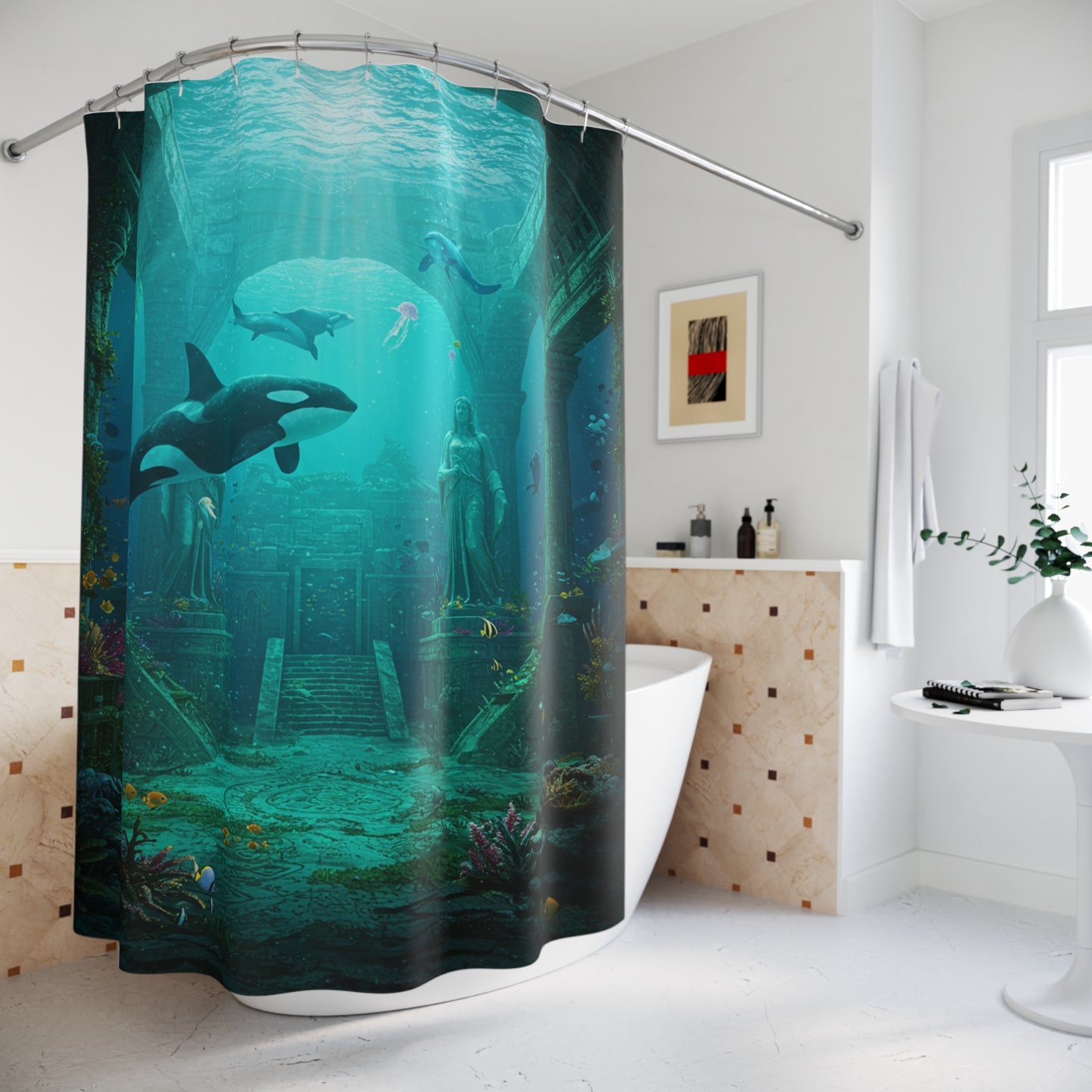 Atlantis Edge: Dive Into Mystery Shower Curtain