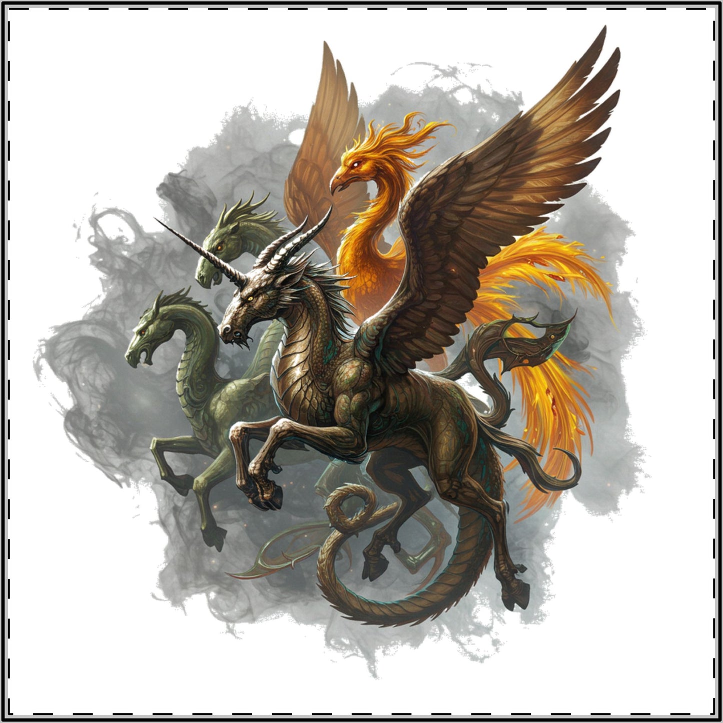 Mystic Shadows: Edgy Mythical Beasts Satin Poster