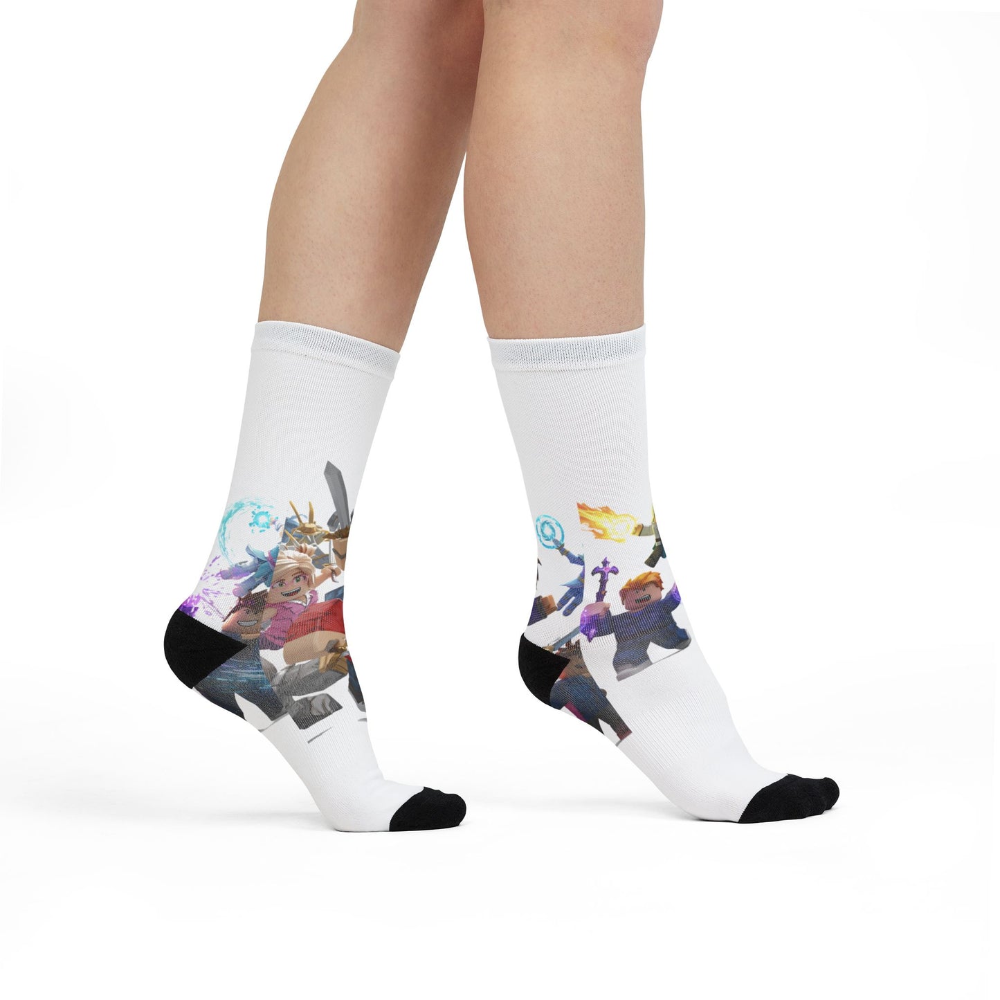 Voxel Vibe Edge: Unique Character Fusion Crew Socks