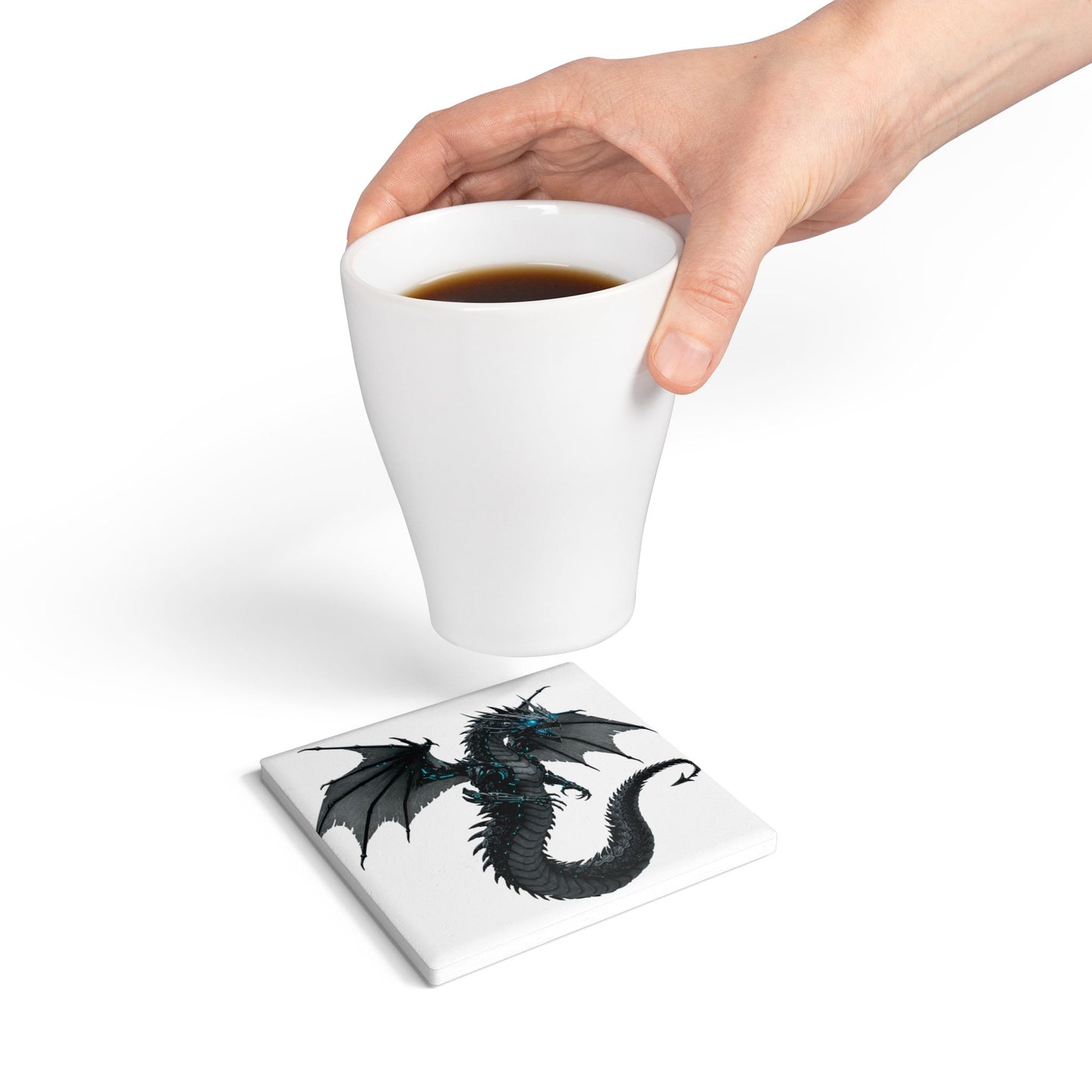 Cyber Dragon Nights Ceramic Coaster