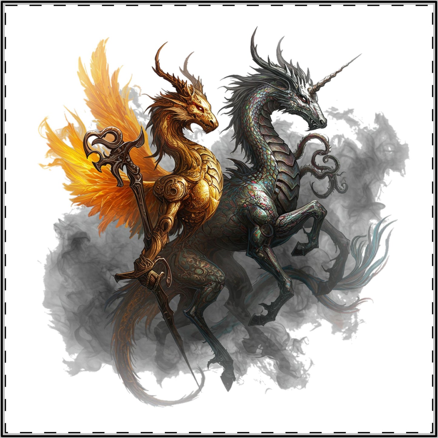 Mystic Shadows: Edgy Mythical Beasts Satin Poster