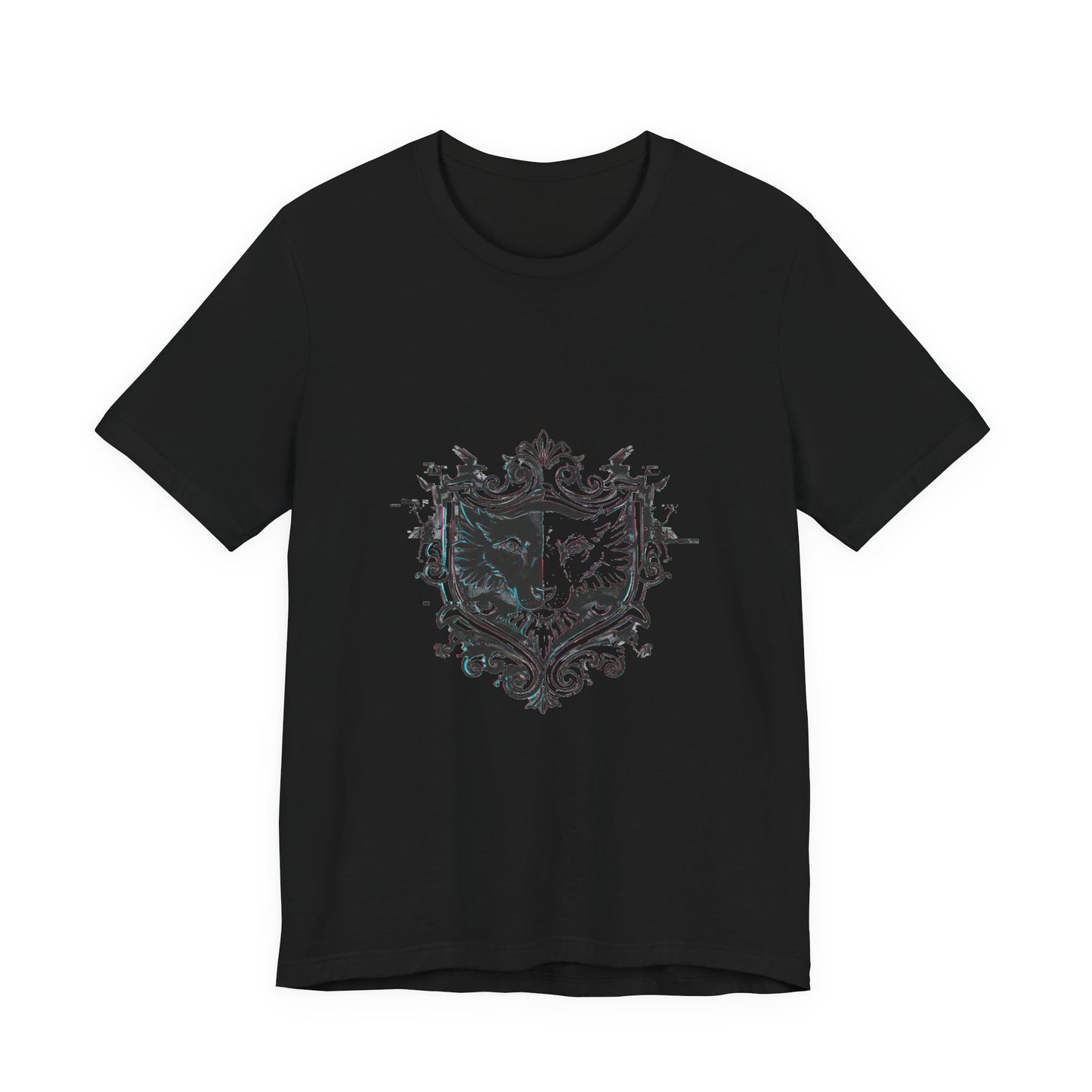 Glitch Heraldry Unisex Tee: Futuristic Fashion Fusion