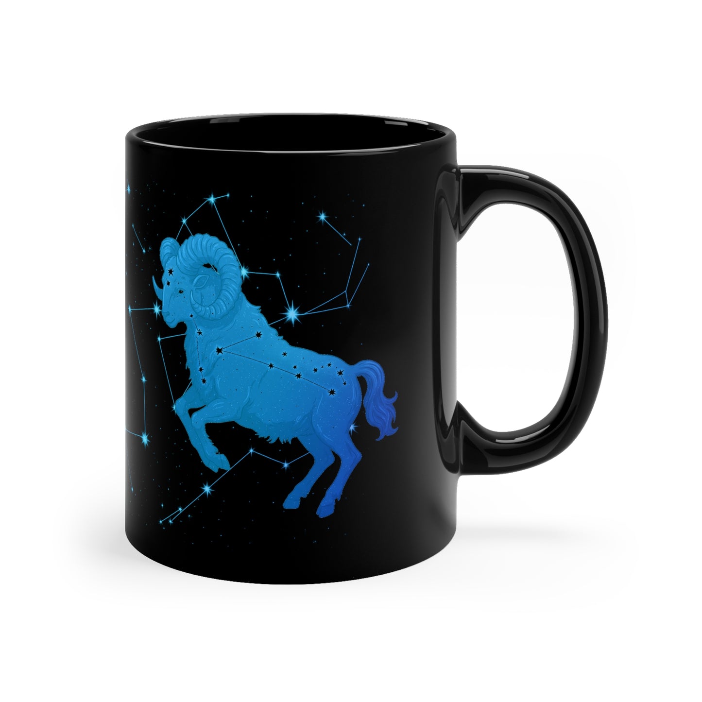Starry Night Edition - Aries Zodiac Coffee Mug, Astrology Gift, Horoscope Ceramic Cup, Constellation Décor, Aries Birthday Present, Black Coffee Lover Mug
