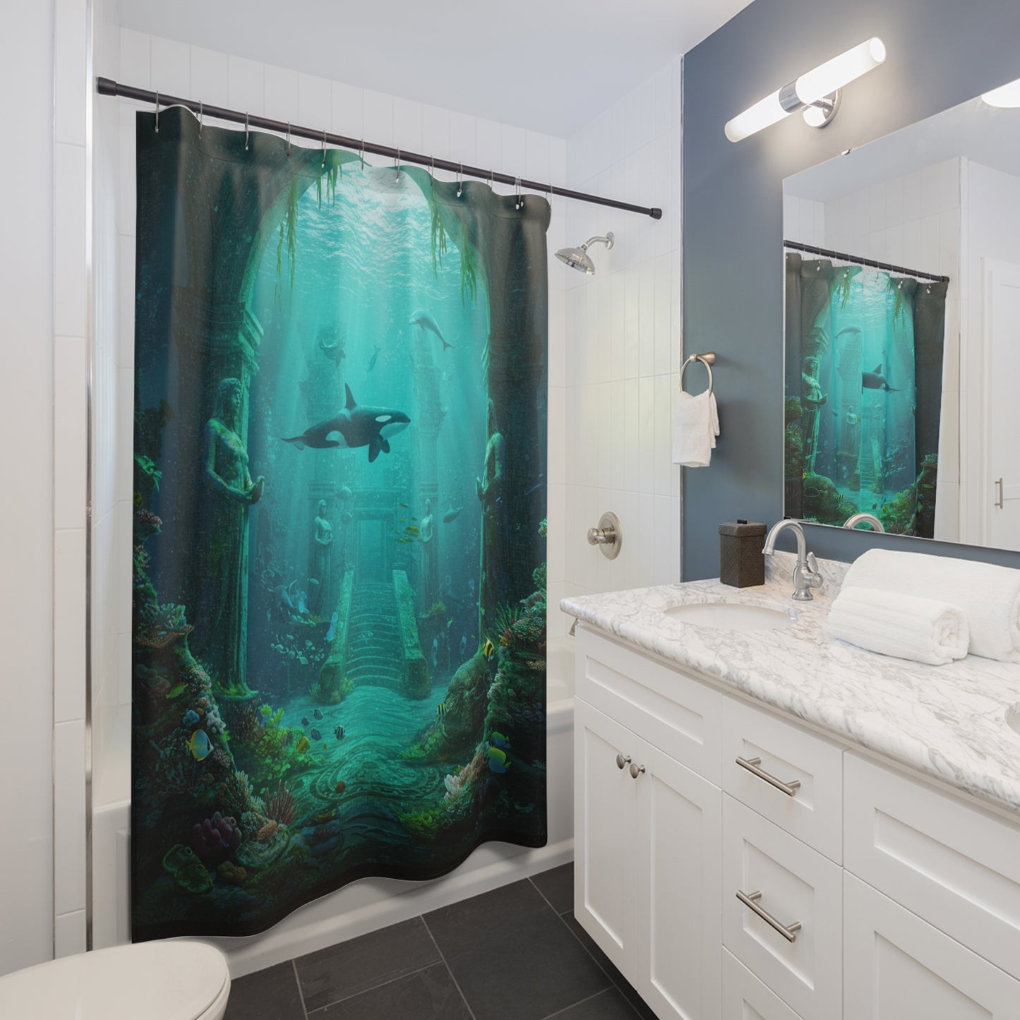Atlantis Edge: Dive into Mystery Shower Curtain
