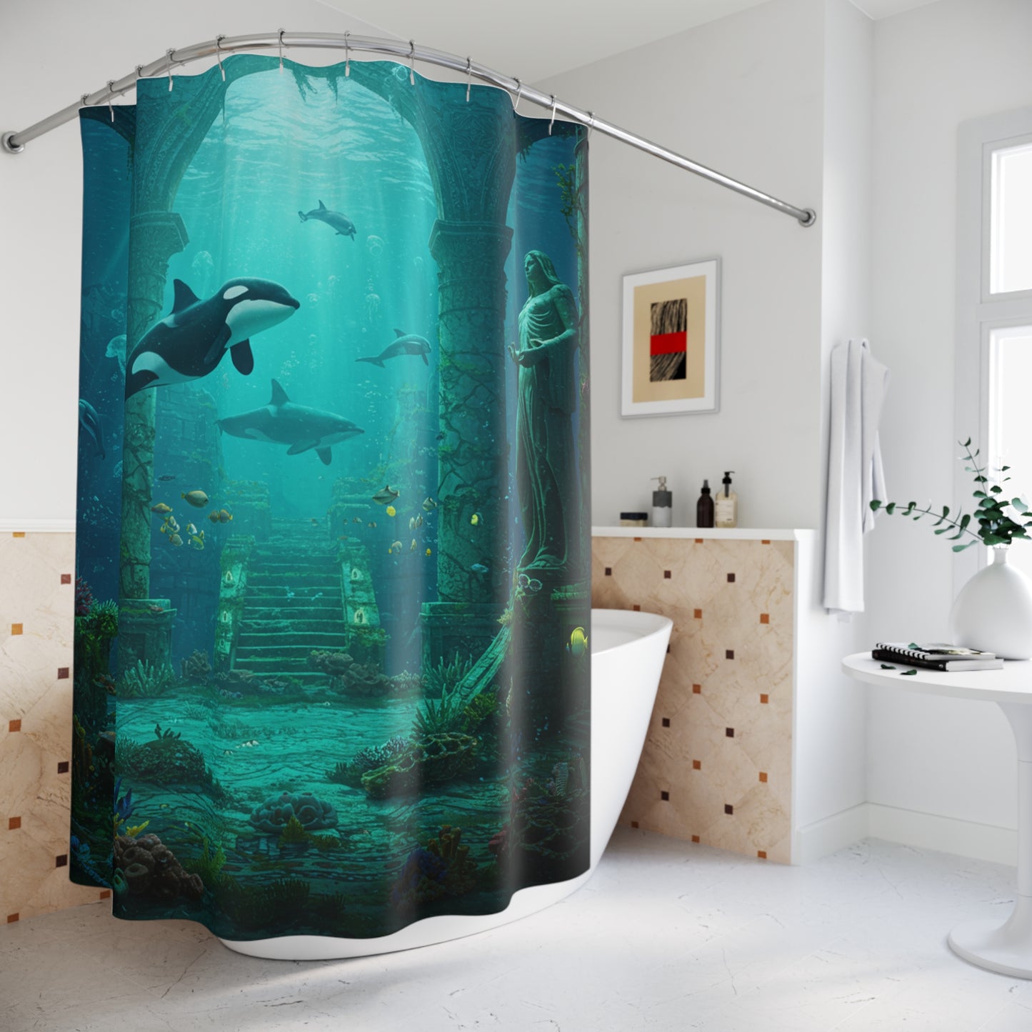 Atlantis Edge: Dive into Mystery Shower Curtain