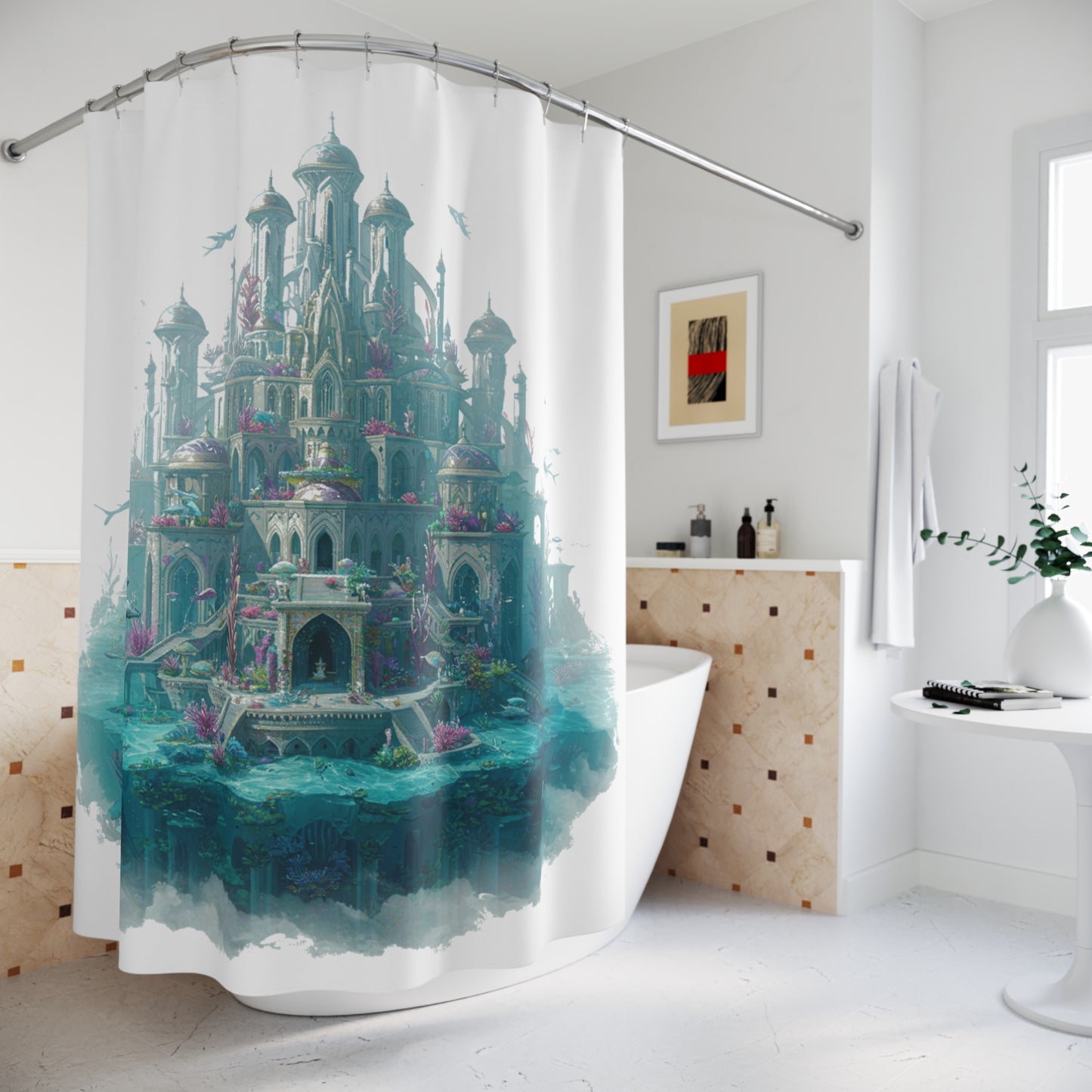 Mystic Atlan Warrior Shower Curtain - Edgy Fantasy Style