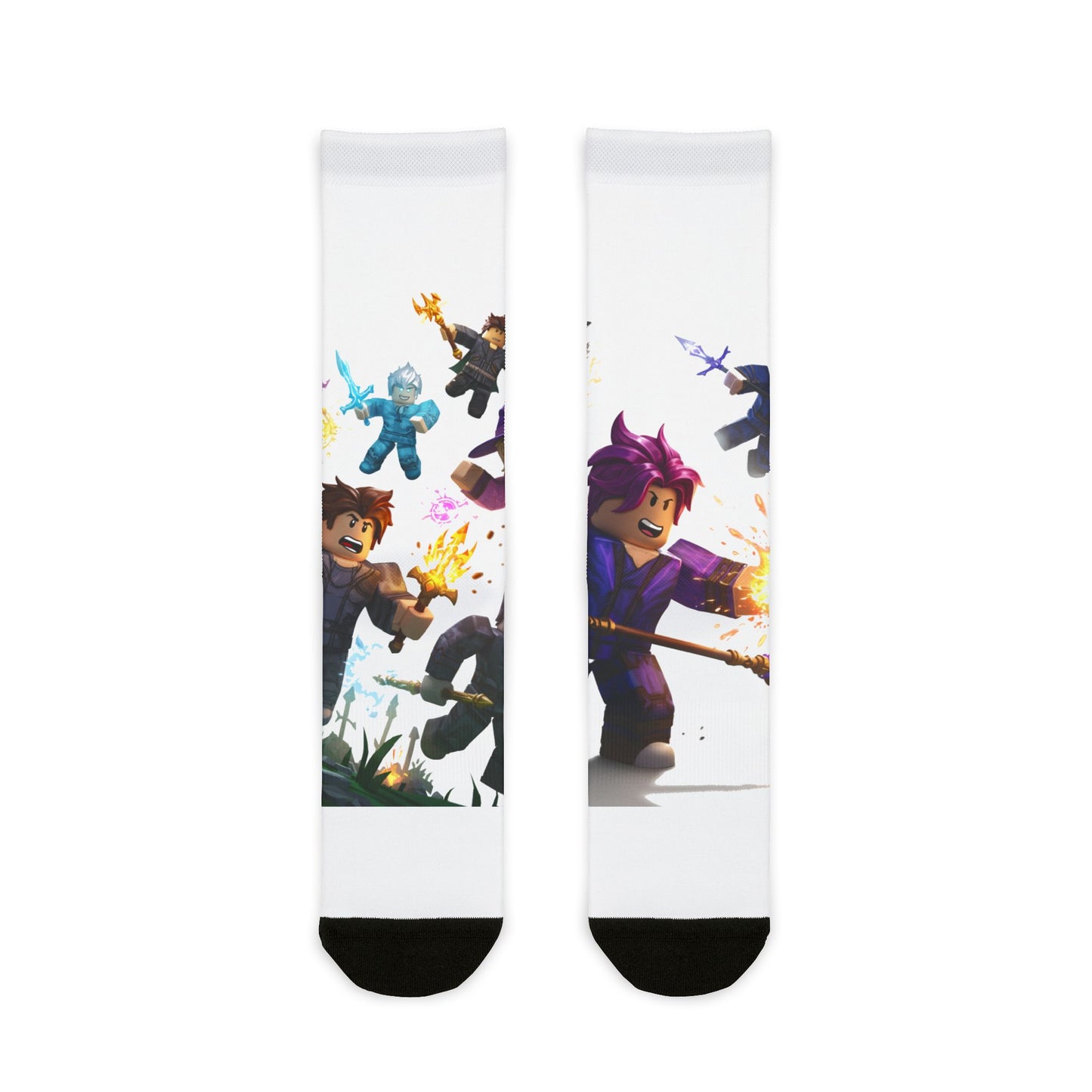Pixel Power Blast Crew Socks: Edgy Voxel Mashup
